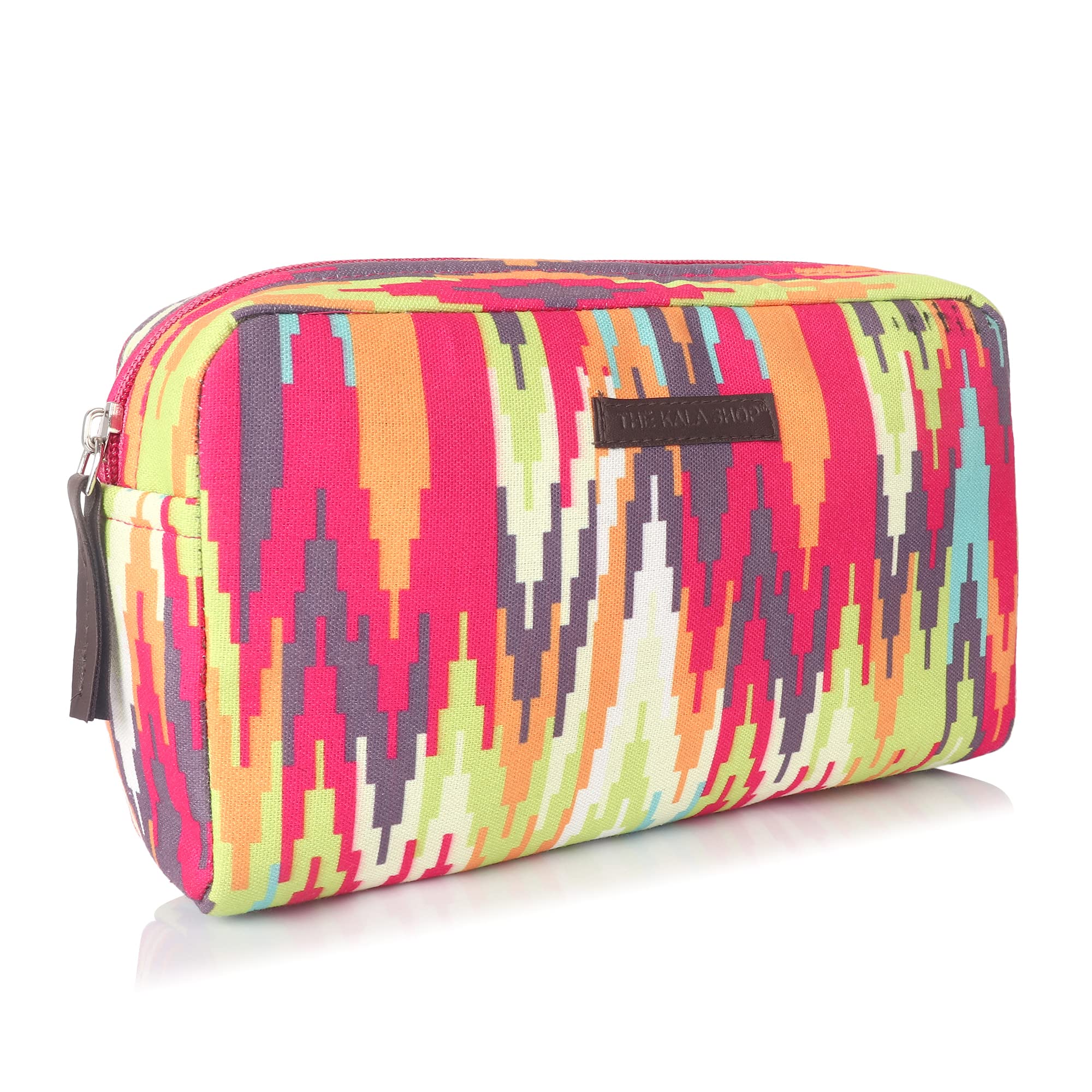 Vibrant Multi-Color Ikat Pattern Makeup Bag & Travel Organizer Pouch - Perfect for Cosmetics, Toiletries, Jewelry Storage & On-the-Go Essentials