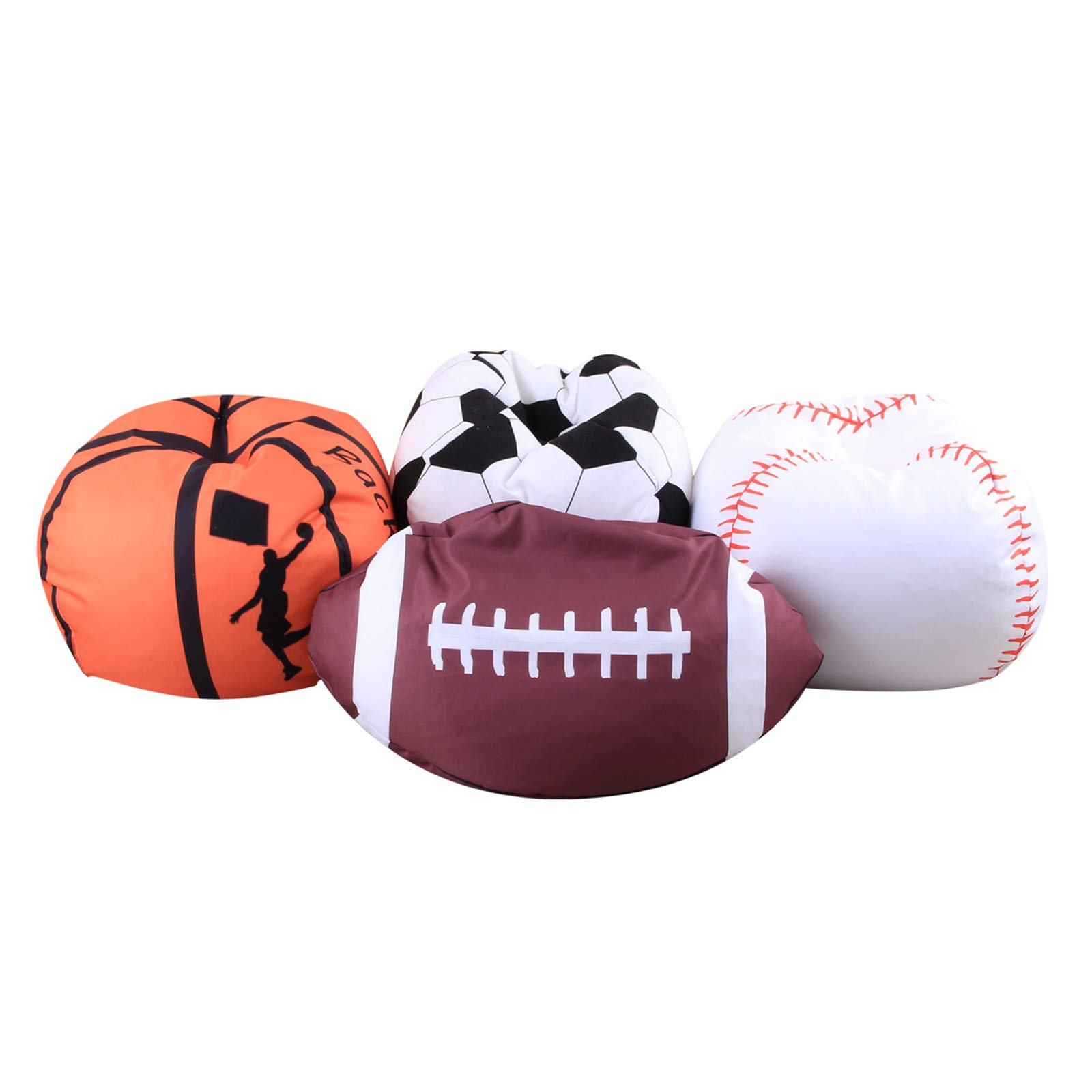 Premium 18-inch Beanbag Covers for Plush Toy Storage - Durable Stuffed Animal Organizer with Rugby Design | Perfect for Kids' Room, Playroom & Nursery Organization
