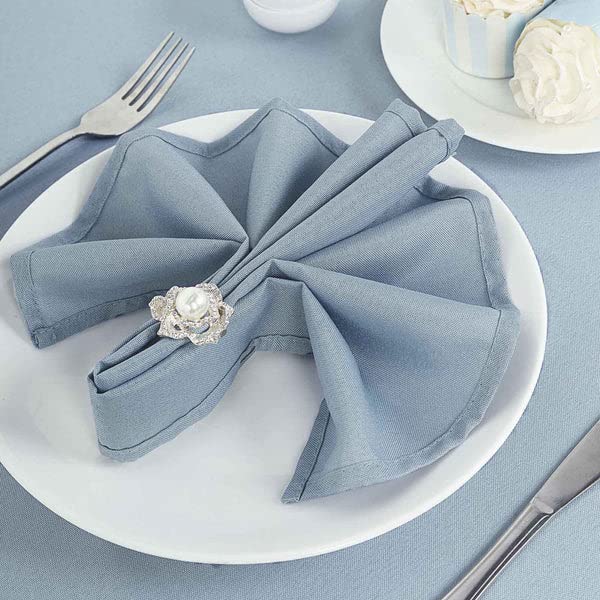 Efavormart 5-Pack Dusty Blue Premium 17x17 Inch Washable Polyester Napkins - Elegant for Weddings, Restaurants & Dinner Parties | Perfect for Table Settings, Special Events & Home Decor