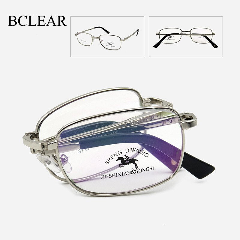 Bclear Men's Foldable Full Rim Alloy Frame Eyeglasses ZT1036 - Lightweight Reading Glasses for Men, Durable & Stylish Eyewear for Work, Travel, and Everyday Use