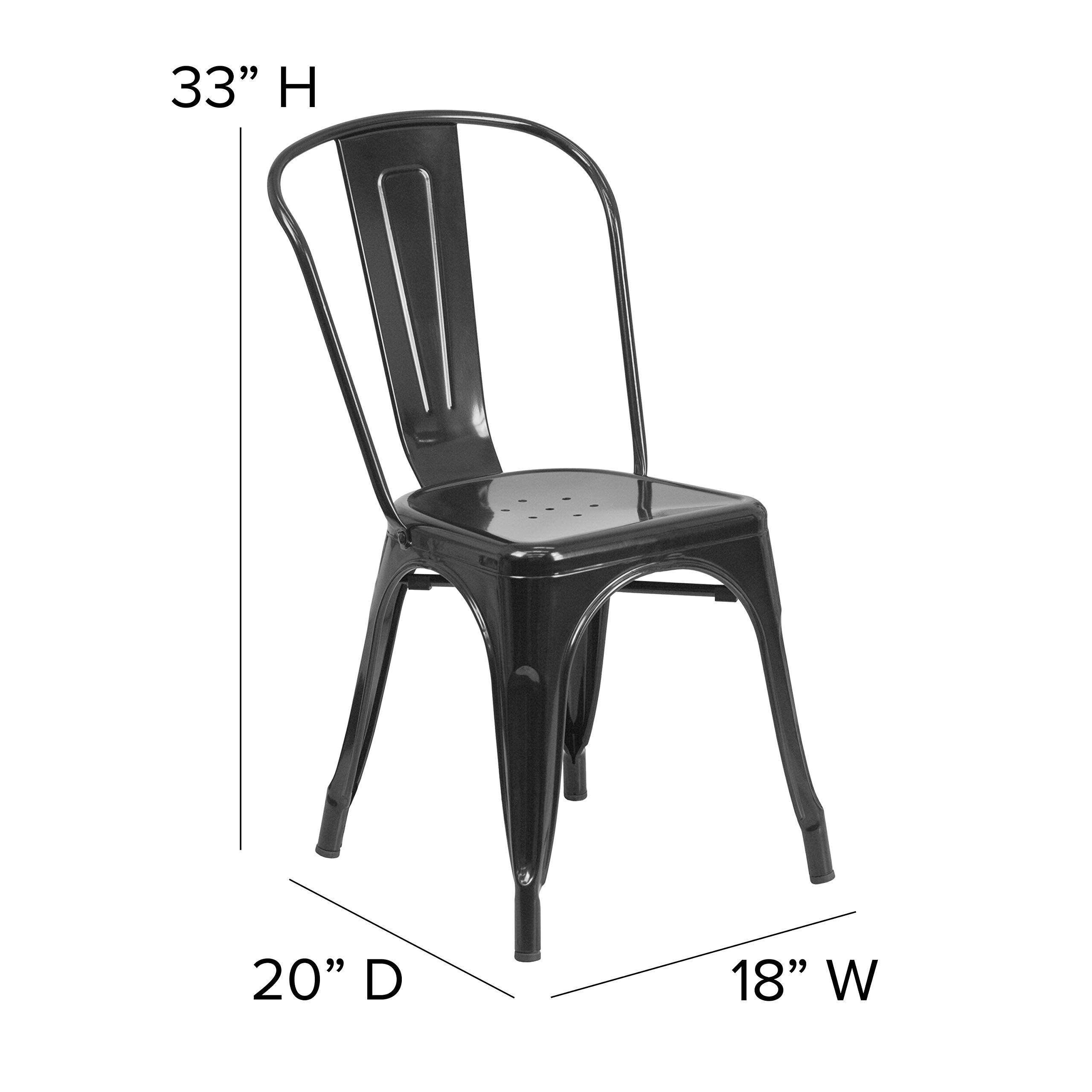 4 Pack Black Metal Stackable Chairs for Indoor & Outdoor Use - Heavy Duty Bistro & Restaurant Chairs for Dining, Patio, Cafe, and Commercial Spaces