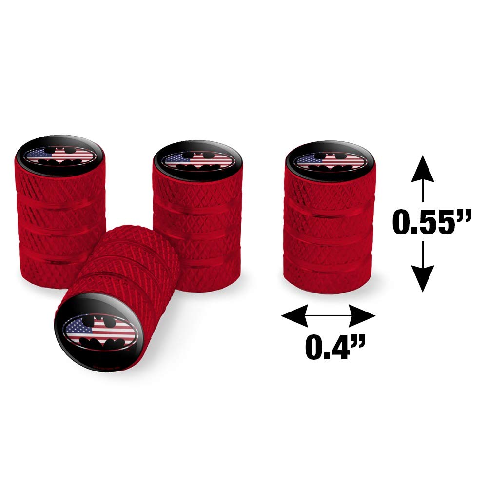 Batman USA Flag Shield Logo Aluminum Valve Stem Caps for Car Wheels - American Superhero Tire Accessories for DC Fans & Auto Enthusiasts