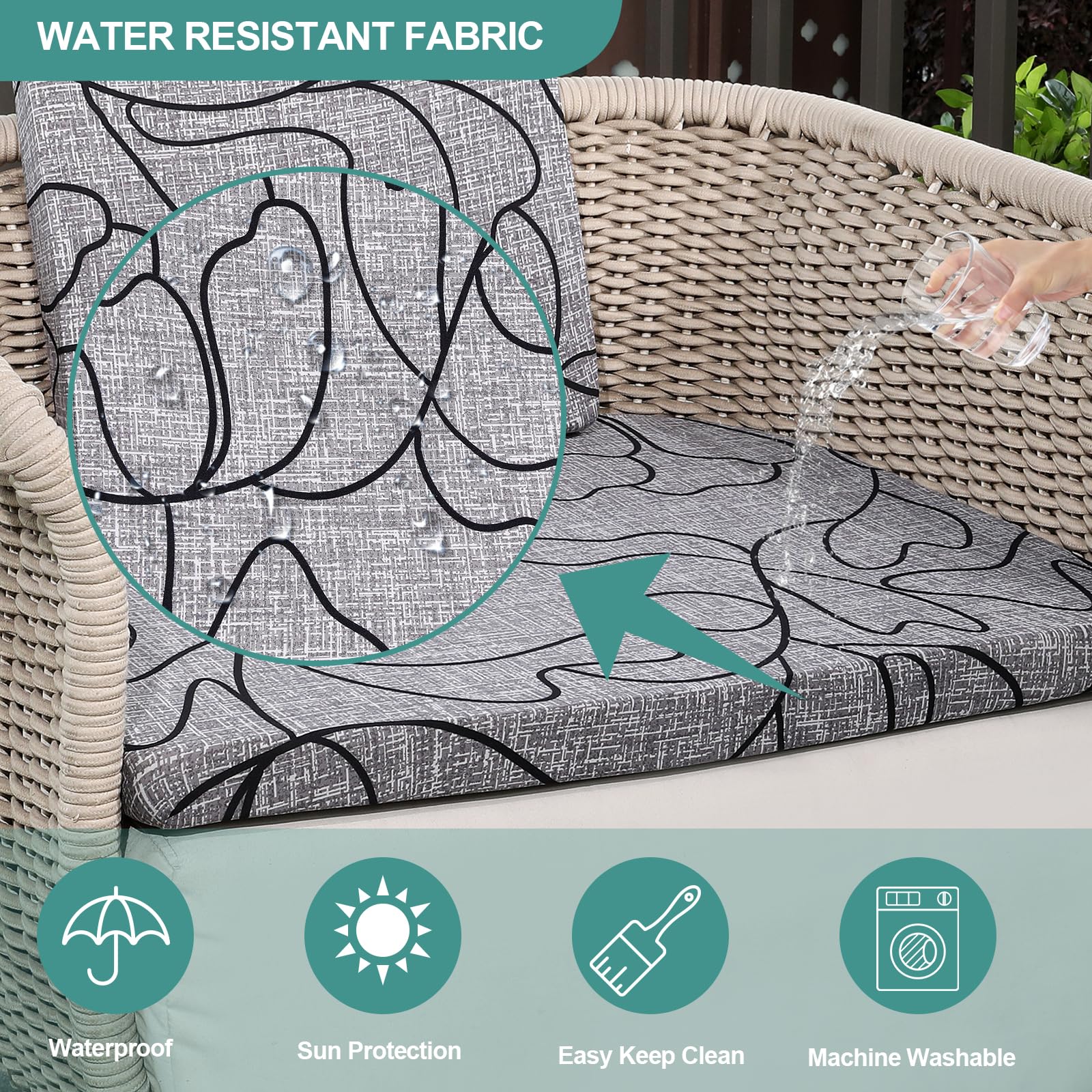 12PCS Waterproof Outdoor Patio Sofa Cushion Covers - Replacement Slipcovers for Sectional, Loveseat & Chair Cushions - Durable & UV-Resistant for Deck, Poolside & Garden Furniture