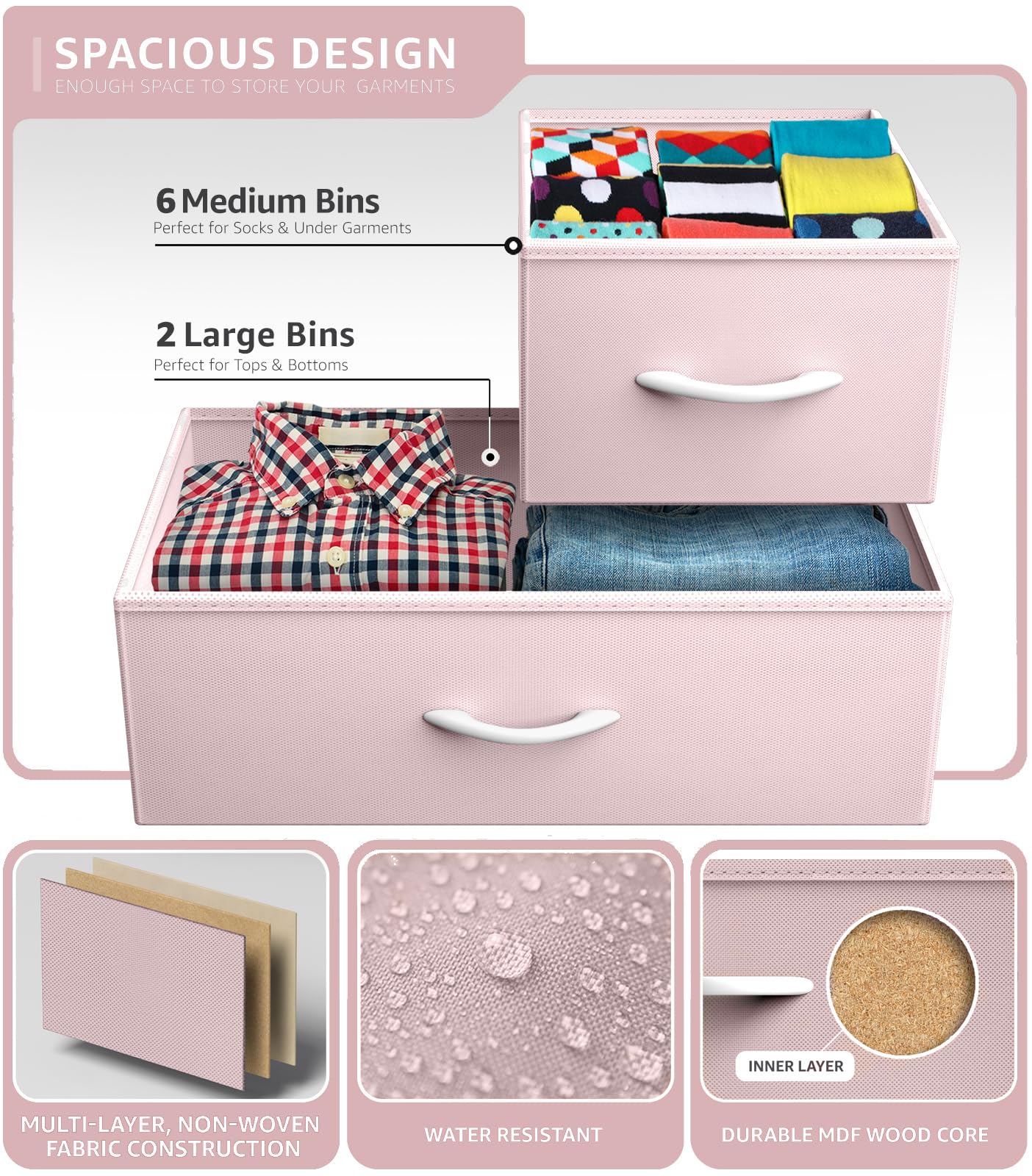 Sorbus 8-Drawer Kids Dresser with Steel Frame & Wood Top - Fabric Bin Storage Organizer for Clothes, Toys & Nursery Essentials - Perfect for Bedroom, Hallway, Kids Room & Closet Organization