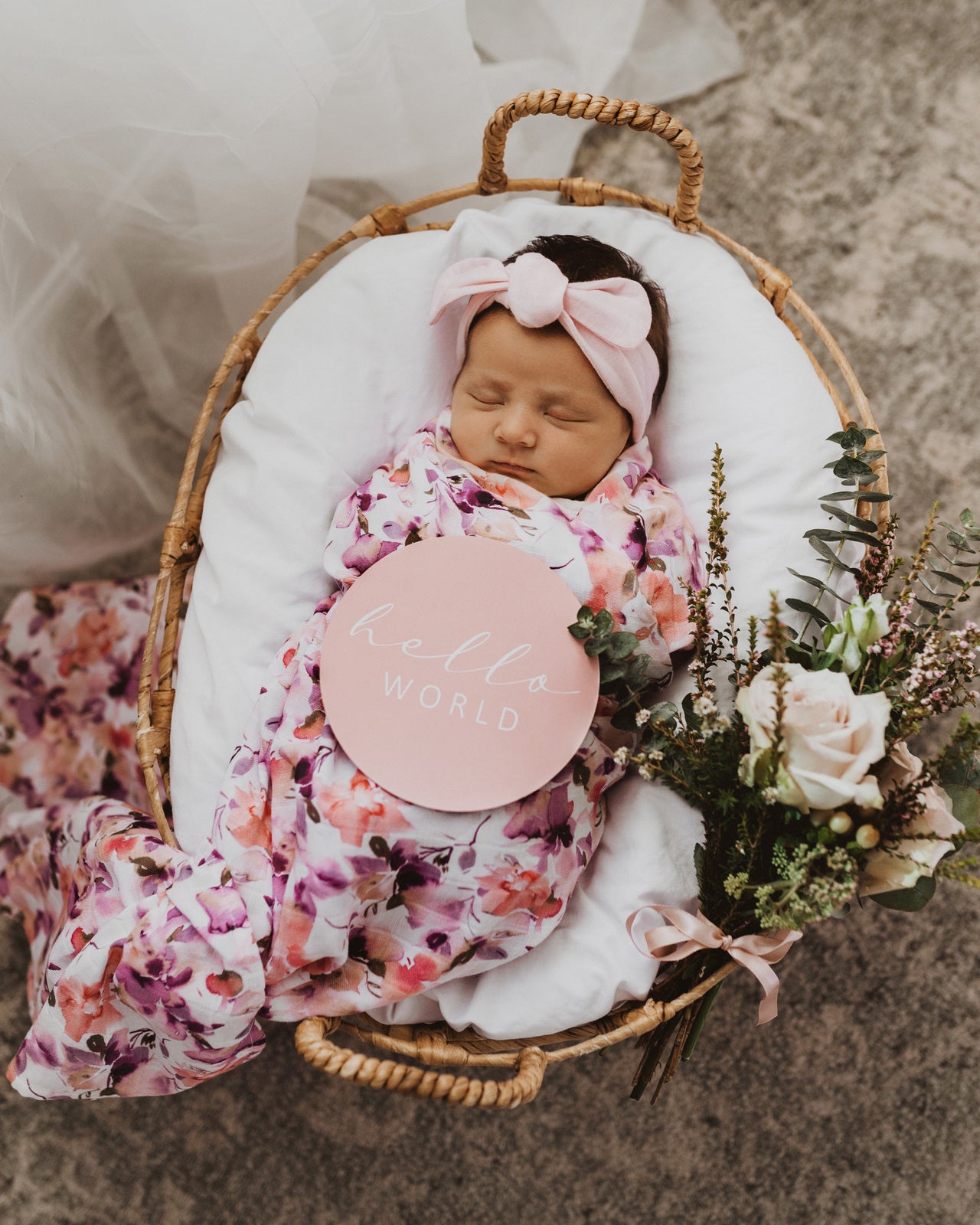 Snuggle Hunny Organic Cotton Muslin Wrap - Blushing Beauty | Soft Baby Swaddle Blanket for Newborns | Perfect for Swaddling, Nursing & Stroller Cover