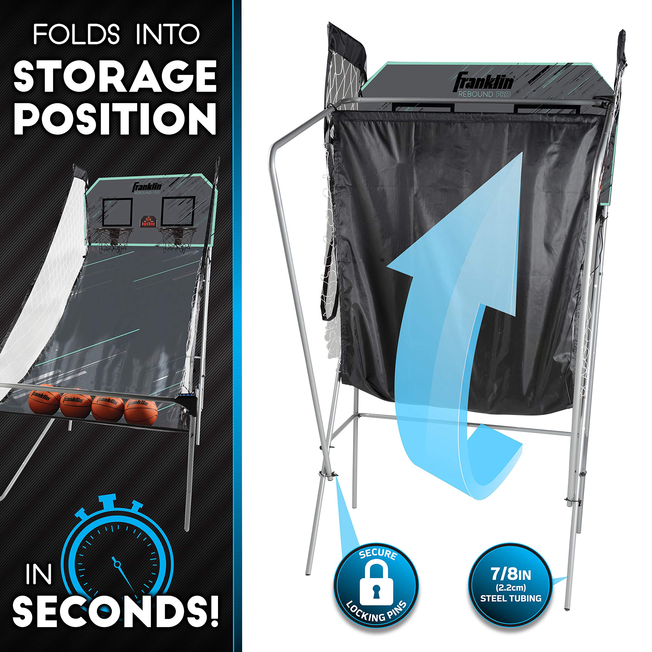 Franklin Sports Arcade Basketball Game Set - Indoor Basketball Shootout for 2 Players with Electronic Scoreboard & 4 Mini Balls - Perfect for Family Game Nights, Kids Parties, and Office Break Room Entertainment