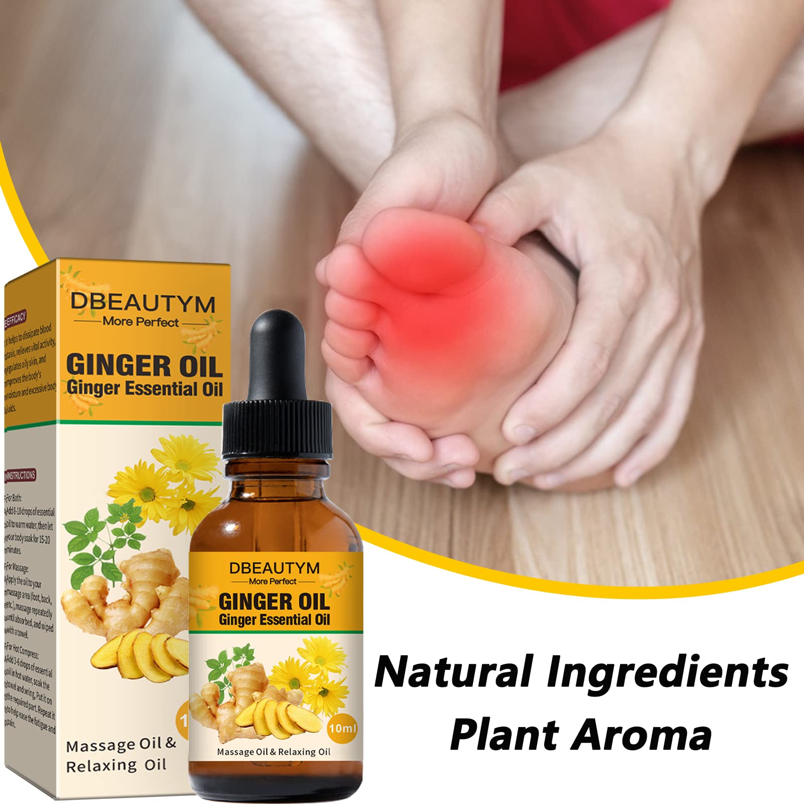 12 Pack Ginger Oil for Lymphatic Drainage & Muscle Relief - Vitamin E Enriched Massage Oil with Arnica for Skin Care, Belly Massage & Sore Muscles - Warming Plant-Based Aroma Oil for Spa, Post-Workout & Relaxation Therapy