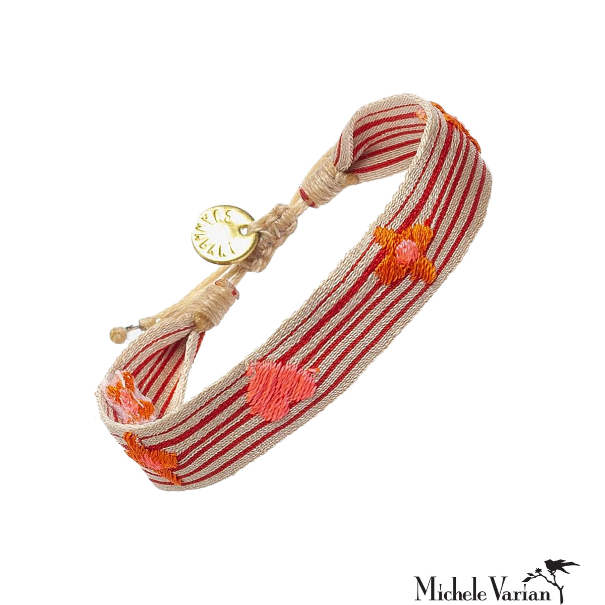 Friendship Bracelet for Women - Beige and Red Striped Adjustable Wristband - Perfect for Gifts, Best Friend Matching, and Everyday Wear