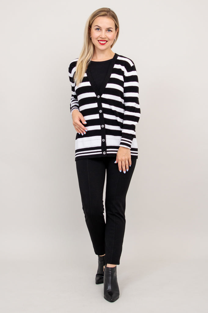 Kenny Sweater - Black & White Striped Cotton Knitwear for Men & Women | Cozy Fall & Winter Fashion