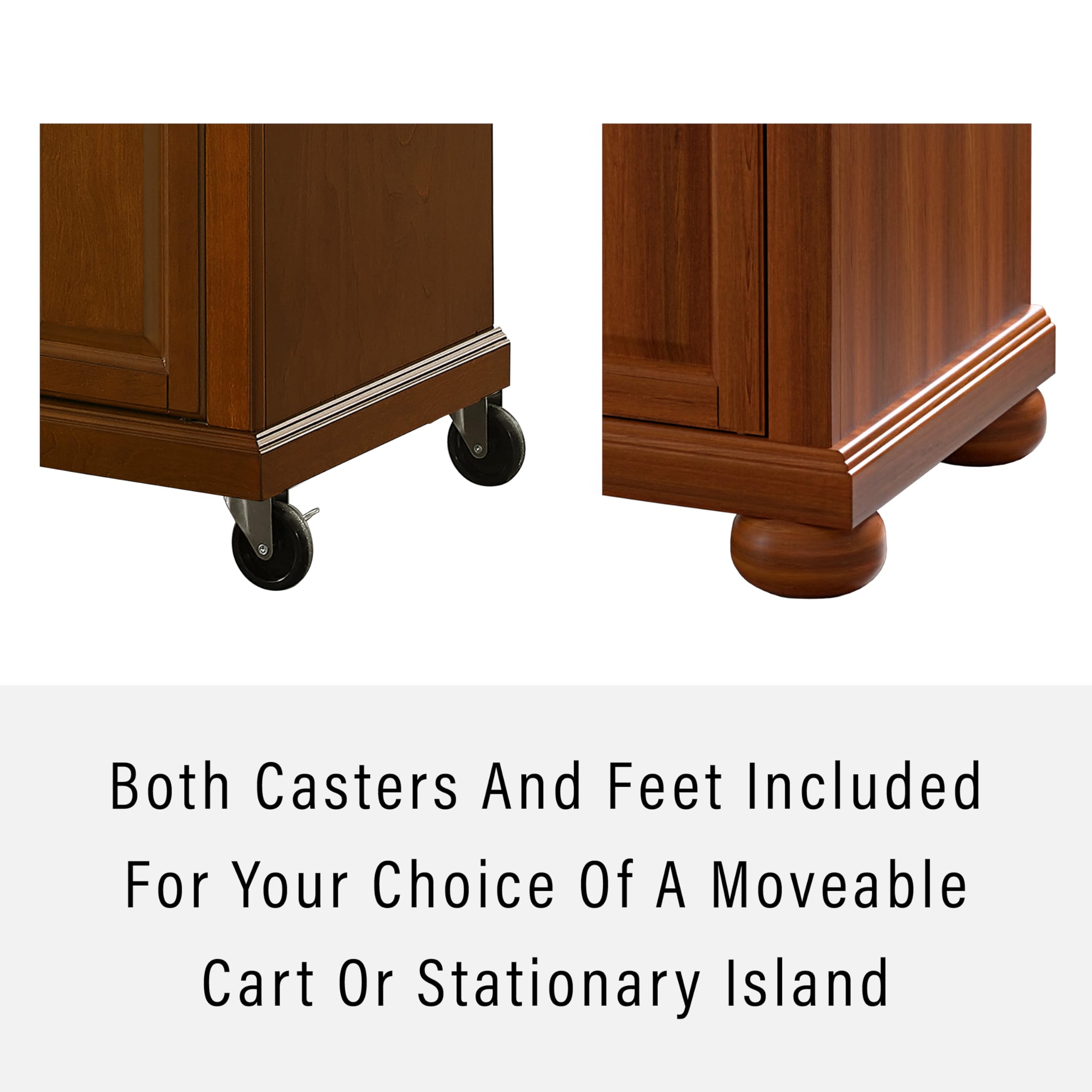Crosley Alexandria Granite Top Rolling Kitchen Island Cart with Storage - Microwave Stand, Spice Rack, Cherry Finish - Perfect for Small Kitchens, Pantry Organization & Extra Counter Space