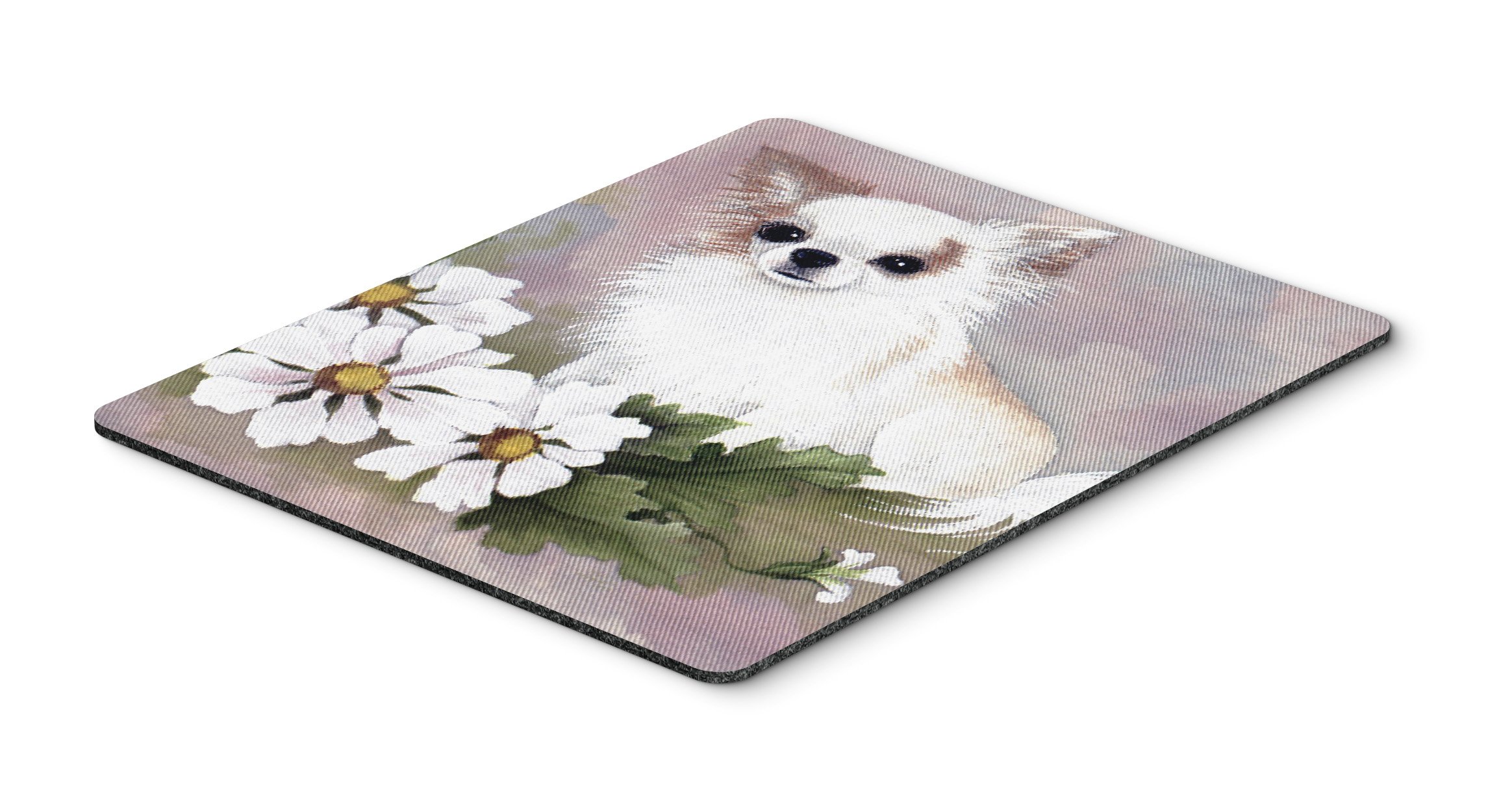 Chihuahua White Flowers Mouse Pad - Large Washable Non-Slip Desk Mat for Computer, Laptop, Gaming & Office Use | Perfect Hot Pad & Trivet for Home Decor