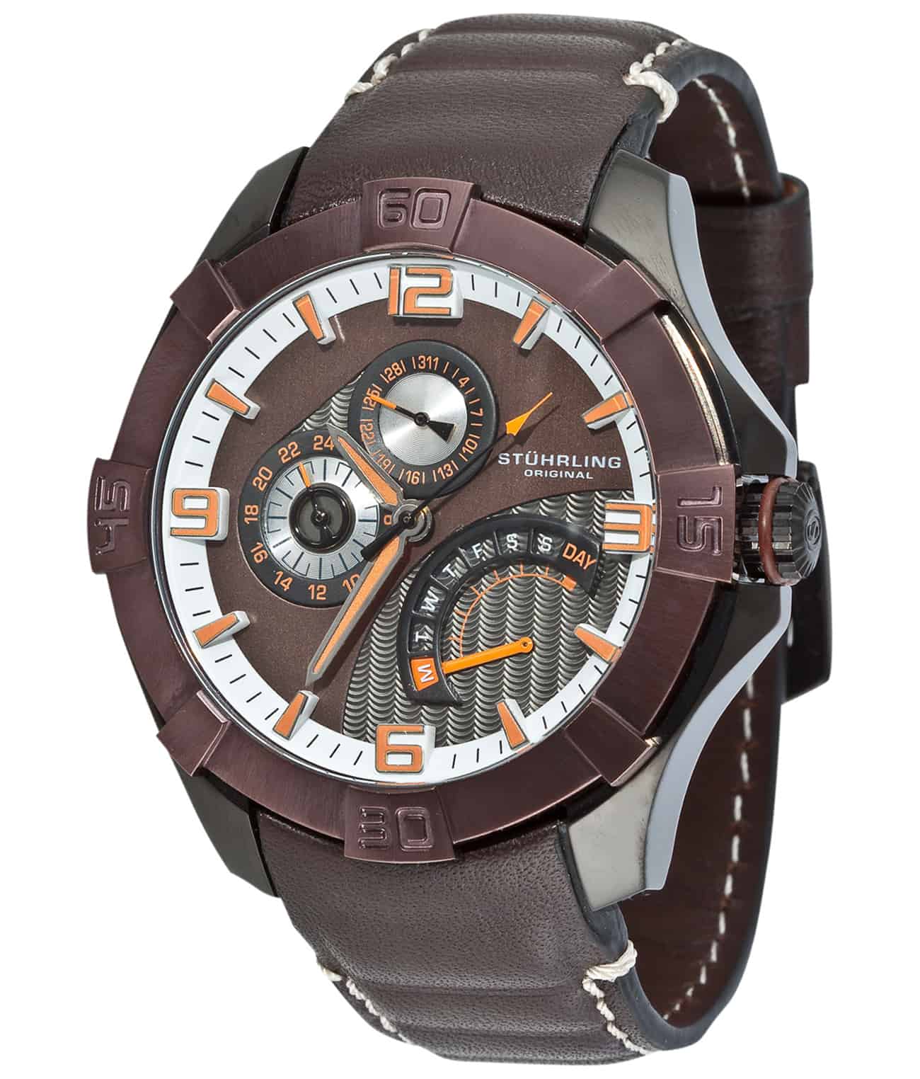 Brown Dial / Black PVD Case / Black Leather Strap Black PVD Tang Buckle