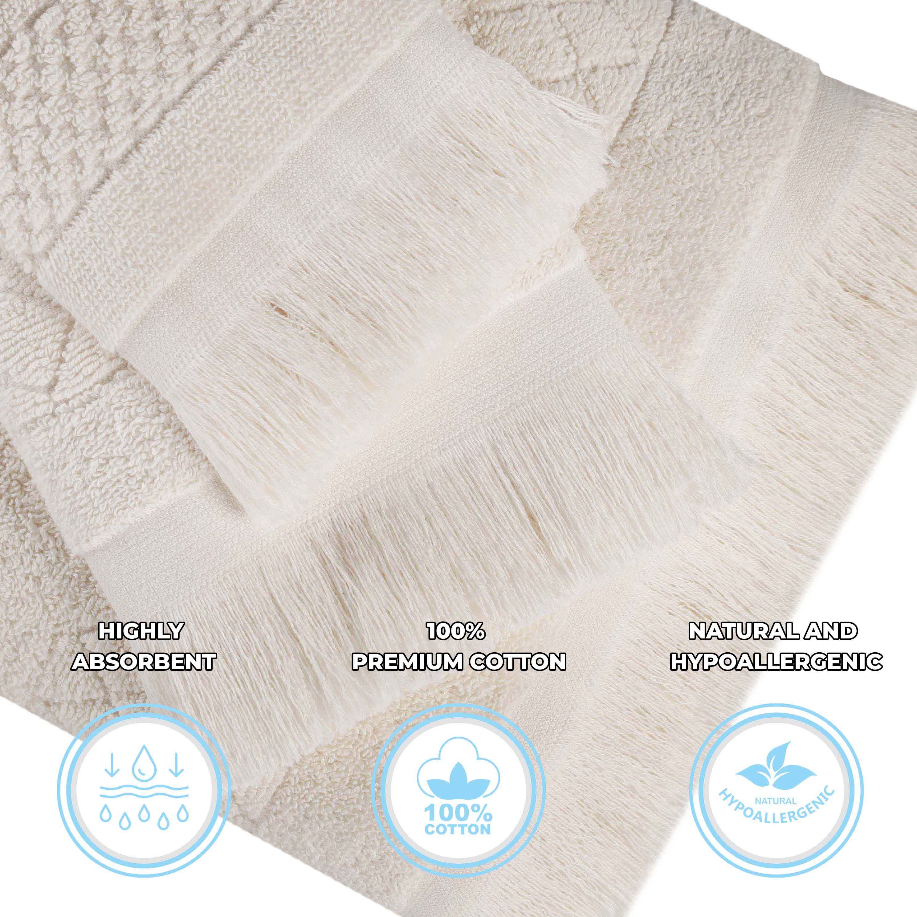 Premium 9-Piece Cotton Geometric Jacquard Towel Set - Ultra Soft, Absorbent & Plush - Perfect for Bathroom, Spa & Luxury Home Decor