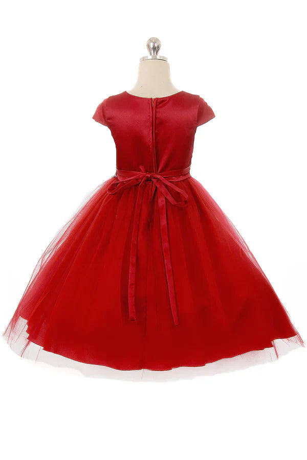 Elegant Plus Size Cap Sleeve Satin Tulle Dress for Women - Waistline Trim Design - Sizes 16.5 to 20.5 - Perfect for Weddings, Parties & Special Occasions