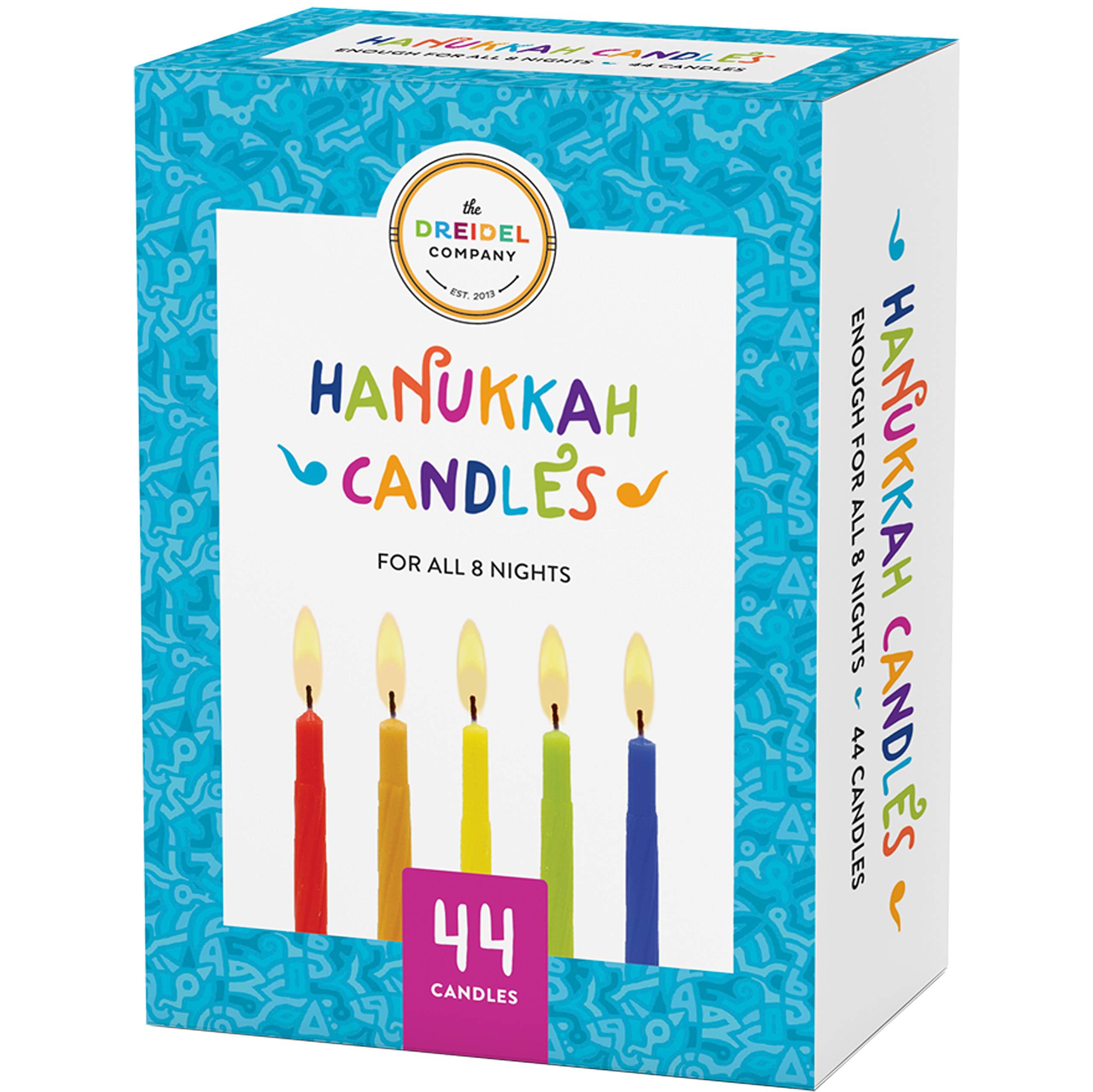 Colorful Hanukkah Candles - 44 Menorah Candles for 8 Nights (Single-Pack) - Perfect for Chanukah Celebrations