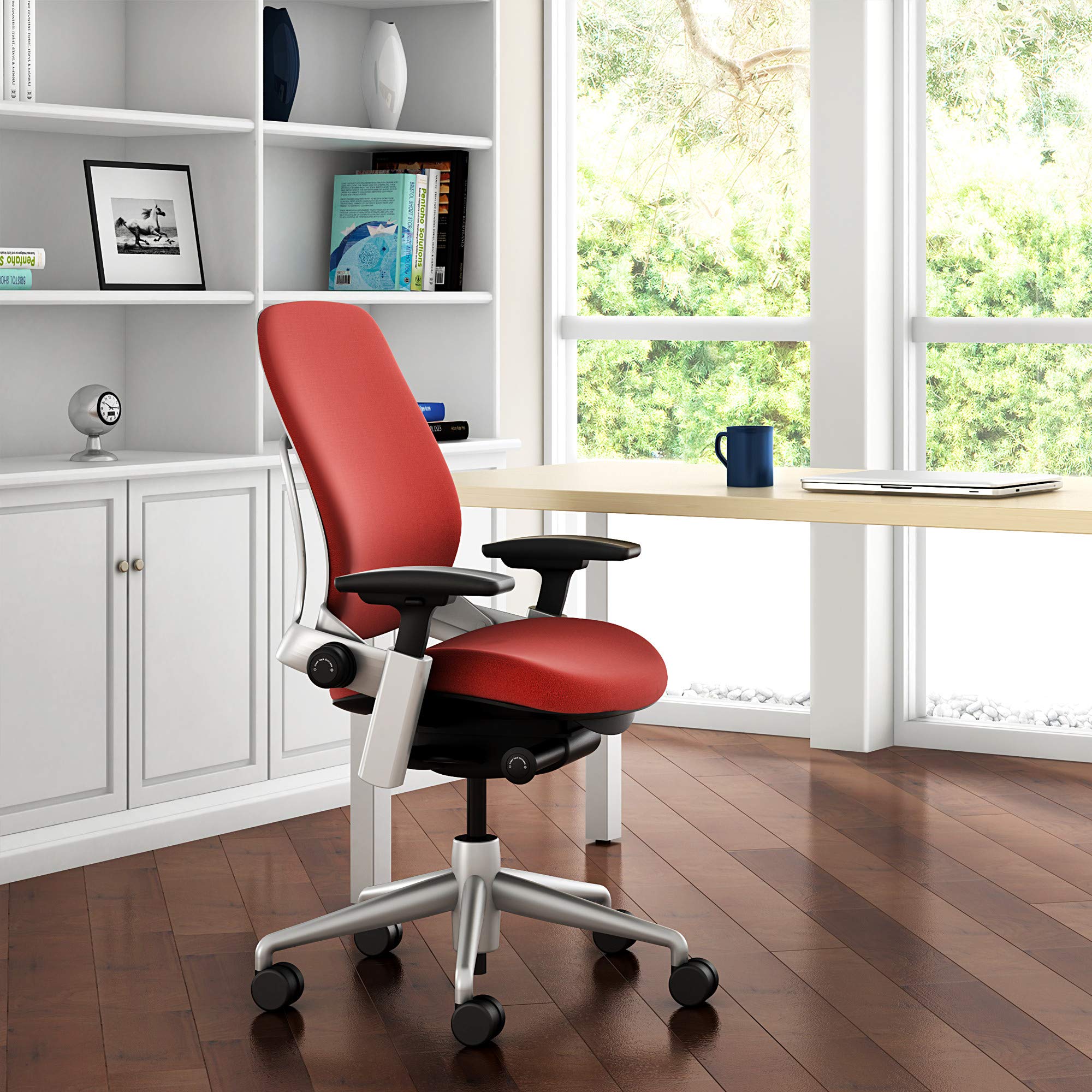 Steelcase Leap Ergonomic Office Chair - Adjustable Lumbar Support & Breathable Mesh Back in Red - Perfect for Home Office, Gaming & Workspaces