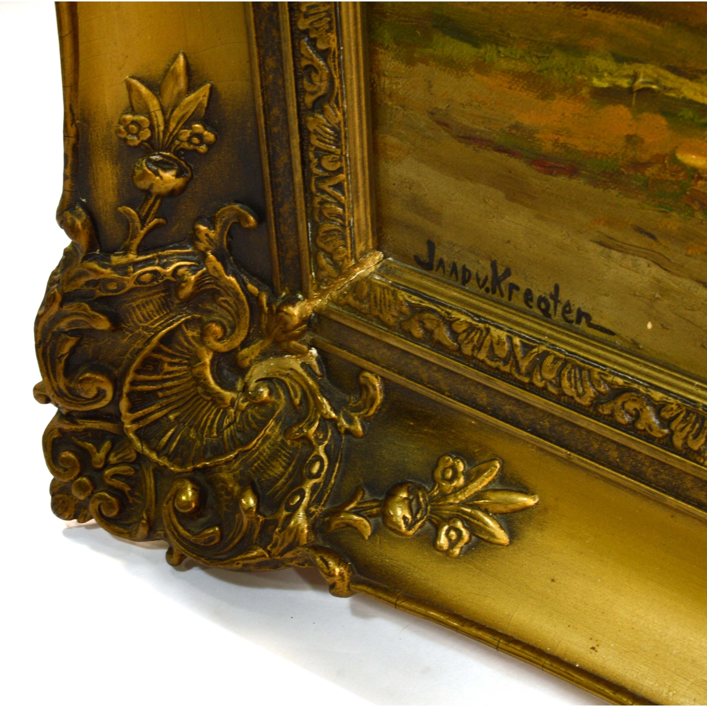 Original Oil Painting on Canvas - Handmade Artwork with Ornate Frame by Unknown Artist JAADV.KREATEN - Perfect for Home Decor, Living Room Wall Art & Gift Ideas