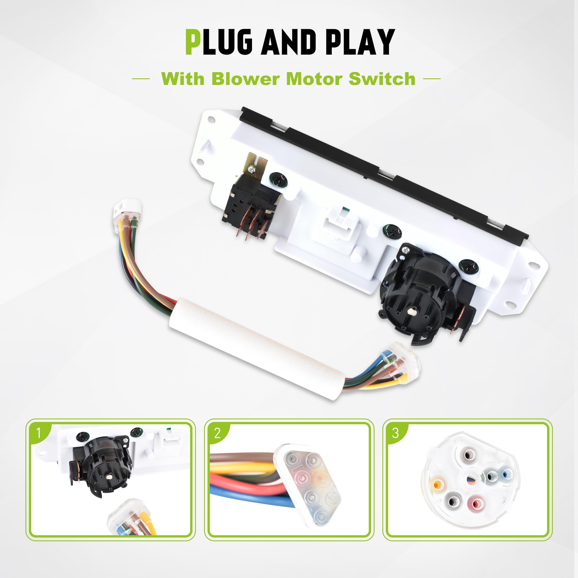 HVAC A/C Heater Climate Control Module Panel Switch with Blower Motor - Compatible with 1999-2004 Jeep Wrangler TJ Right Hand Drive (Part# 55037473AB HS-373) - Perfect for Off-Roading & Daily Commuting
