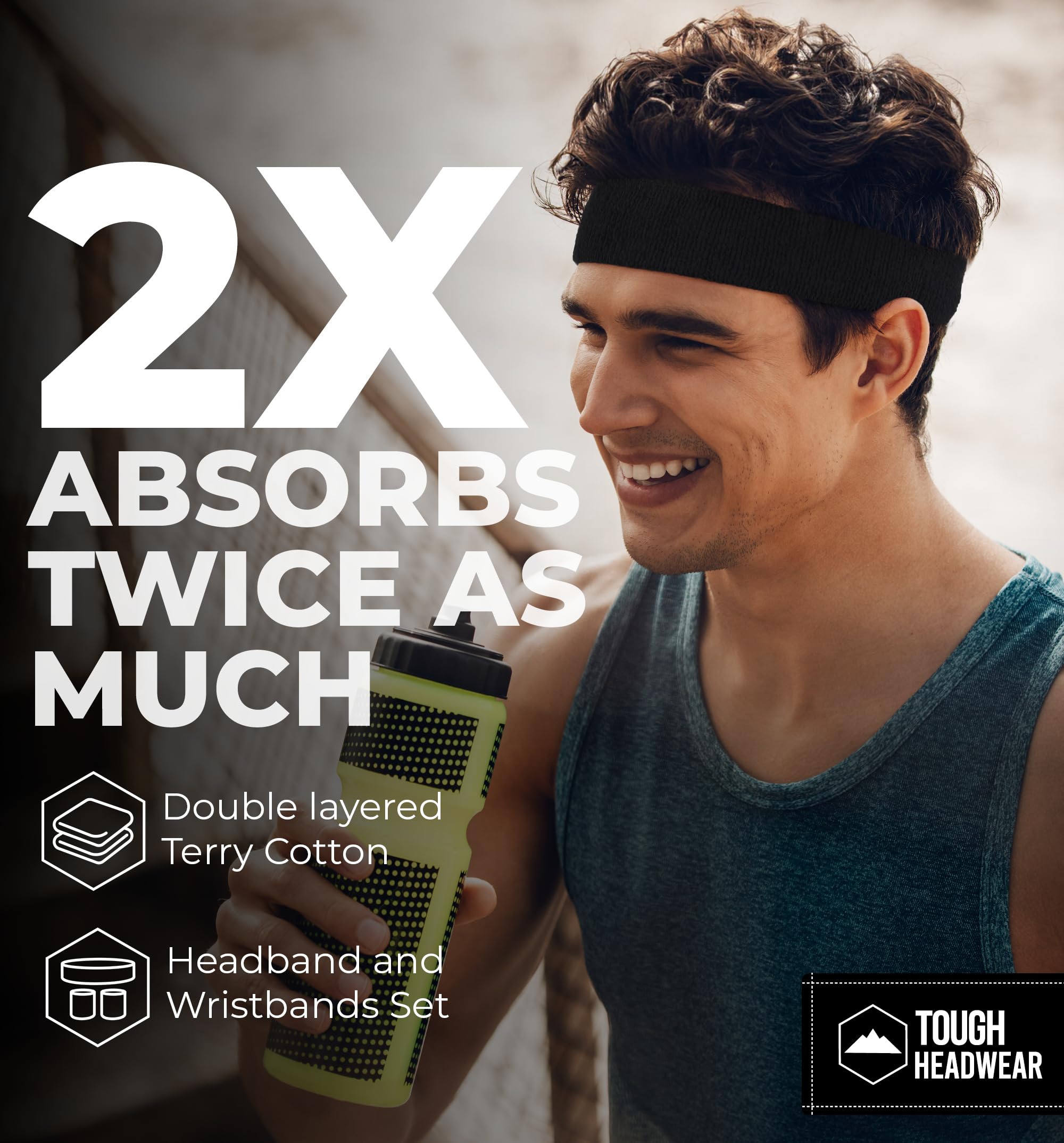 Breathable Terry Cloth Sweatband Set - Moisture Wicking Headbands & Wristbands for Men & Women | Perfect for Tennis, Basketball, Gym Workouts & Sports Activities | Stay Dry During Exercise & Fitness Training