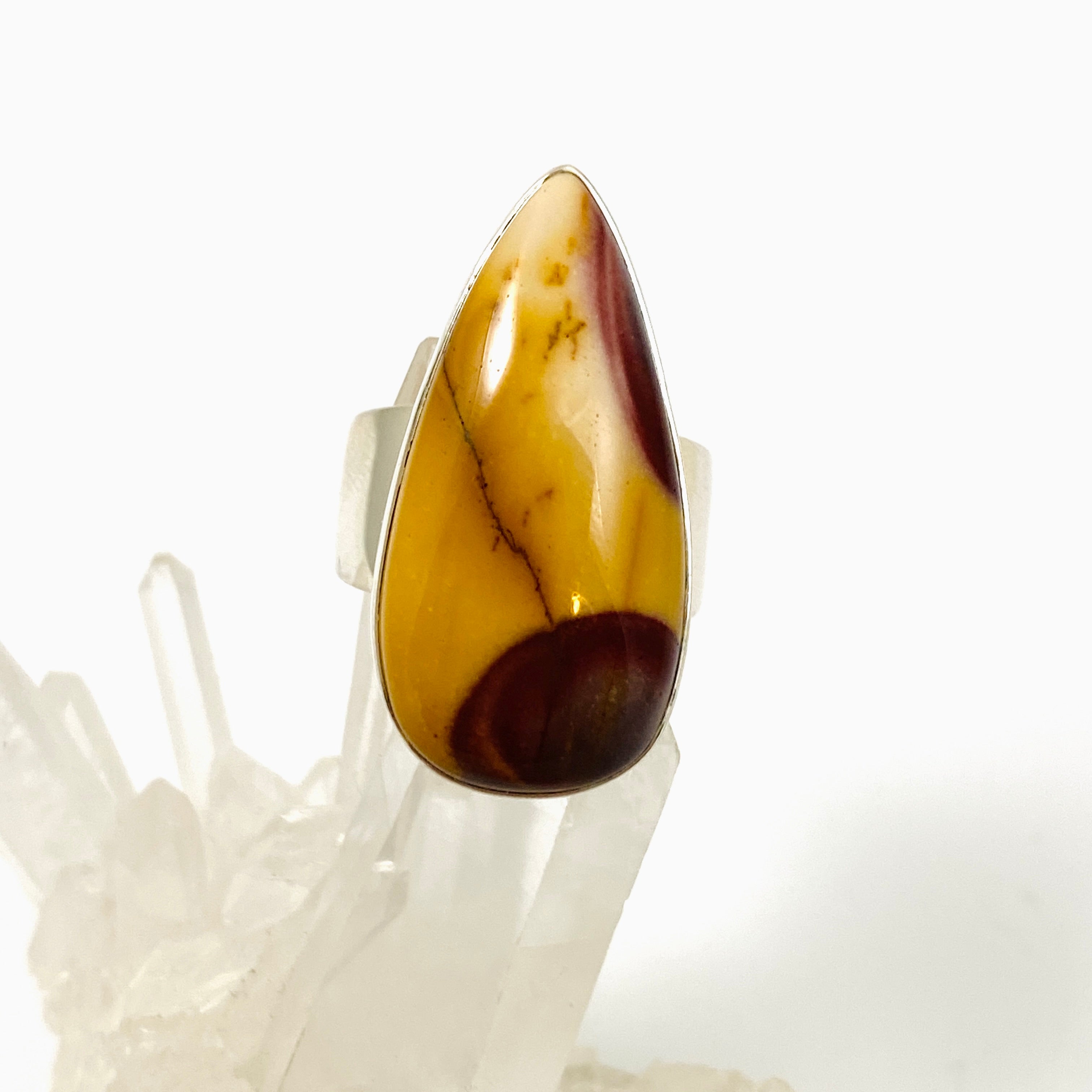 Natural Mookaite Teardrop Cabochon Sterling Silver Ring Size 8 - Handmade Gemstone Jewelry for Women, Gift for Her | Perfect for Boho Style, Meditation & Spiritual Healing