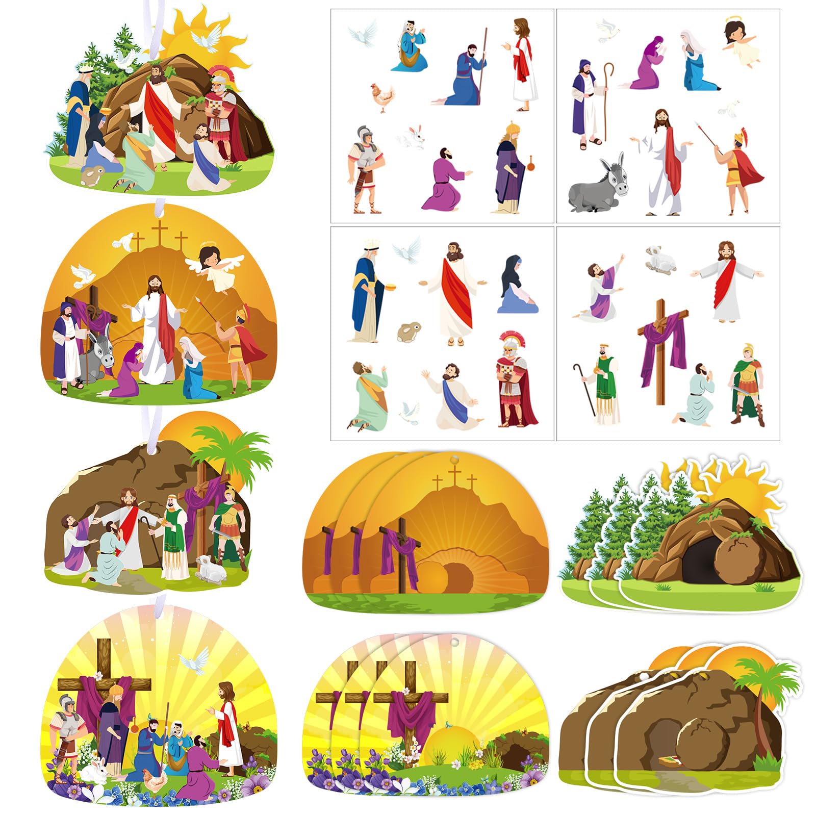 24 Pcs Easter 'He Lives' Resurrection Stickers for Kids - DIY Religious Craft, Bible Activity, Classroom Party Game - Perfect for Easter Celebrations, Sunday School, and Family Bible Study Activities