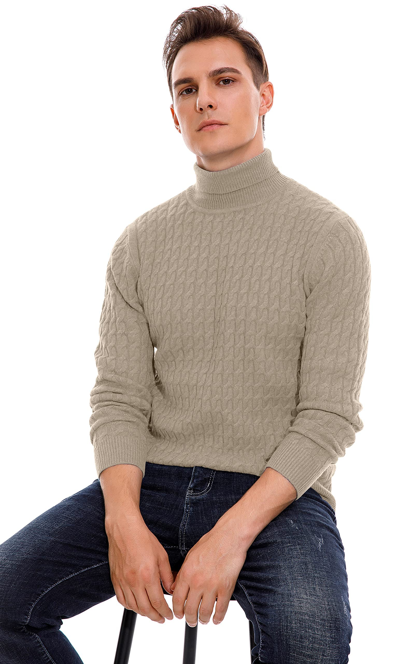 Sailwind Men's Twisted Knit Turtleneck Sweater - Soft Casual Pullover Winter Sweater for Men | Cozy Office Wear & Fall Layering Essential