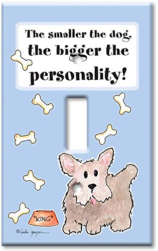 Oversized Single Gang Toggle Switch Plate - Decorative Metal Wall Art Plate with 'The Smaller the Dog' Design - Made in USA - Perfect for Home Decor & Living Room Wall Accents