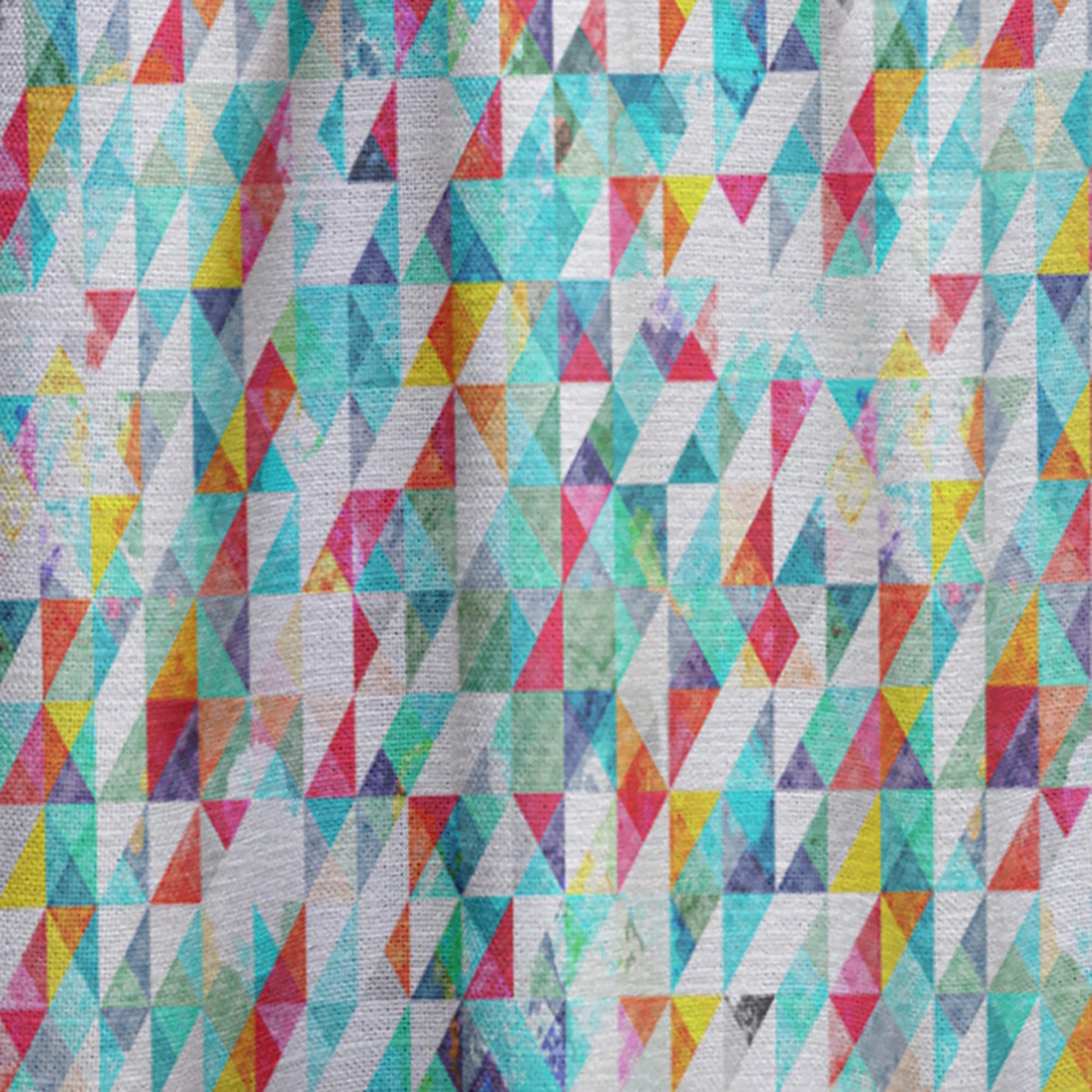 DesignQ Thermal Insulated Curtains - Bright Triangle Pattern with Grunge Effect - Single Panel 52x63 Inches - Blackout Drapes for Bedroom & Living Room - Perfect for Home Decor and Light Control