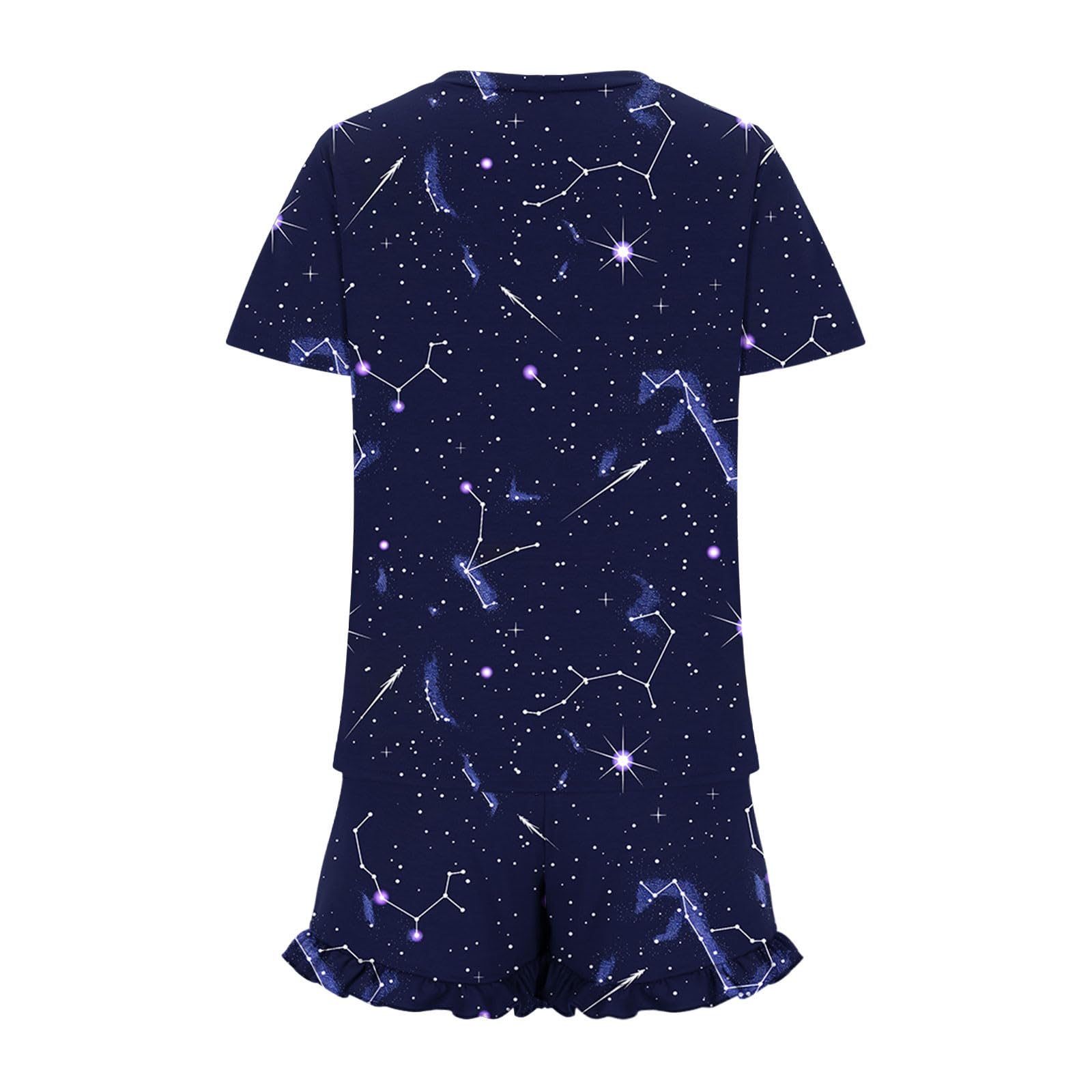 Women's 2-Piece Pajama Set - Short Sleeve Top & Drawstring Shorts for Summer Sleep & Lounge Wear