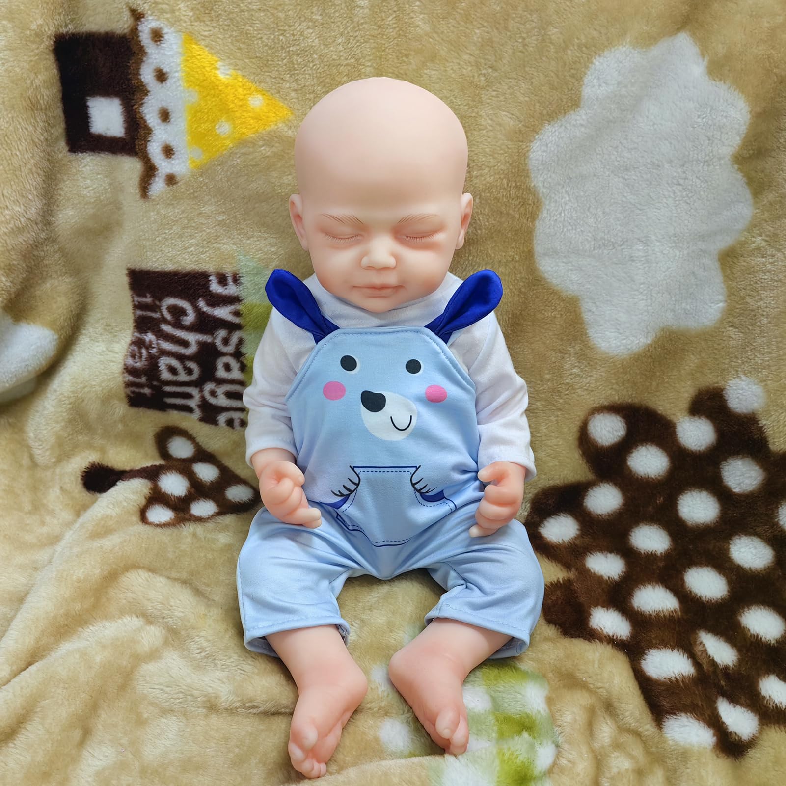 **18 Inch Realistic Platinum Silicone Reborn Baby Doll Boy with Closed Eyes - Lifelike Collectible & Perfect Christmas/Birthday Gift for Kids 3+ | Great for Role Play, Nursery Decor & Gift Giving**