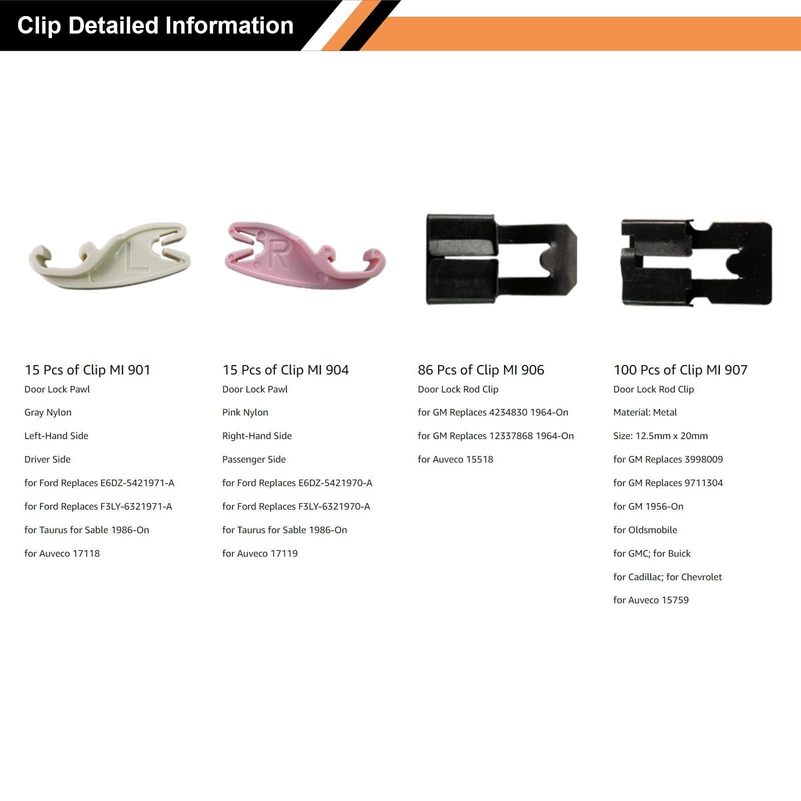 519 Pcs Door Lock Rod Clip Assortment - Compatible with Chevy Silverado, GMC Sierra & GM Trucks C/K Pickups - Fits 5/32