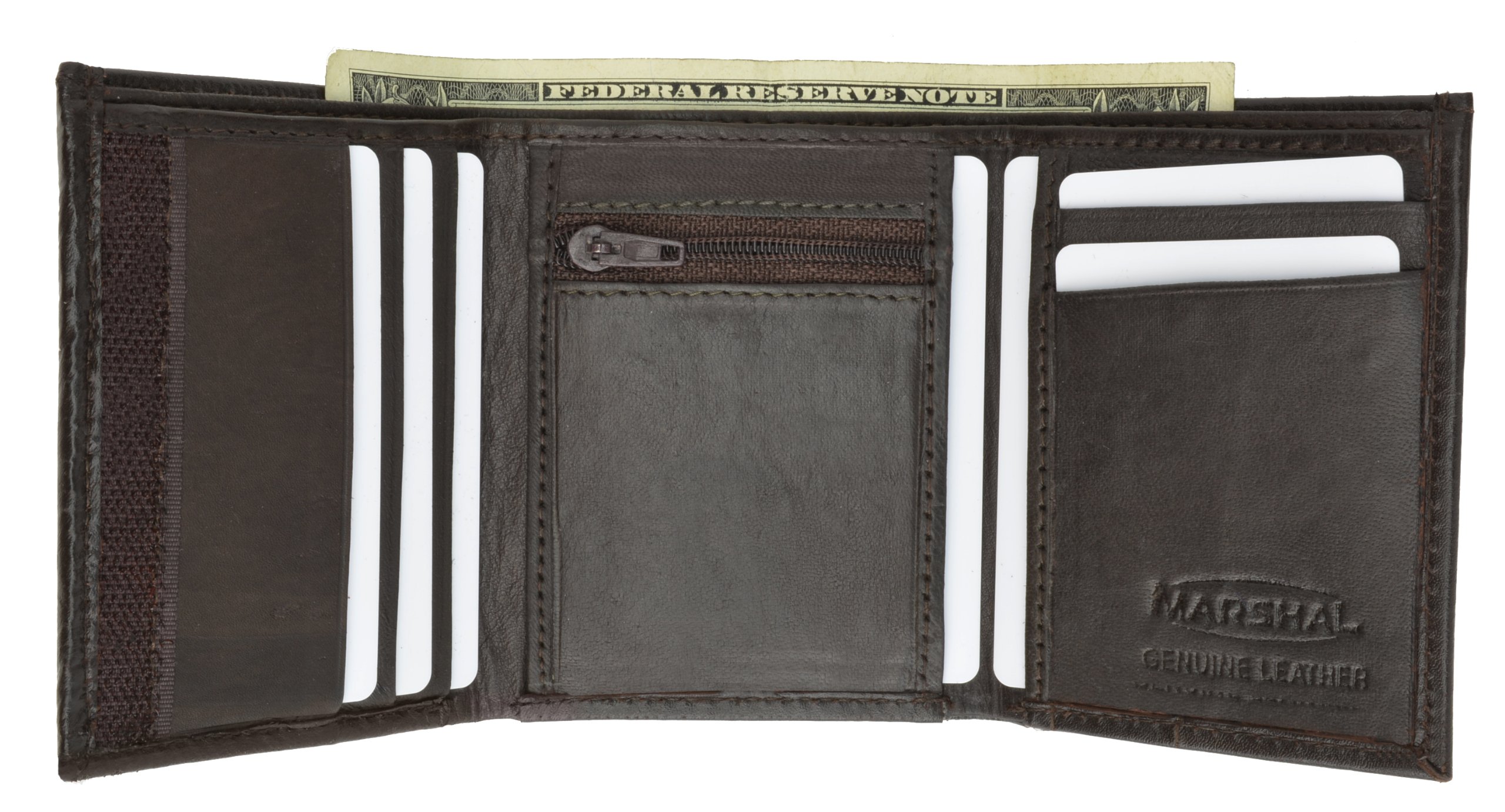 Premium MARSHAL Genuine Lambskin Trifold Wallet with Zippered Coin Pocket - Stylish & Durable Leather Wallet for Men, Perfect for Everyday Use, Travel & Business