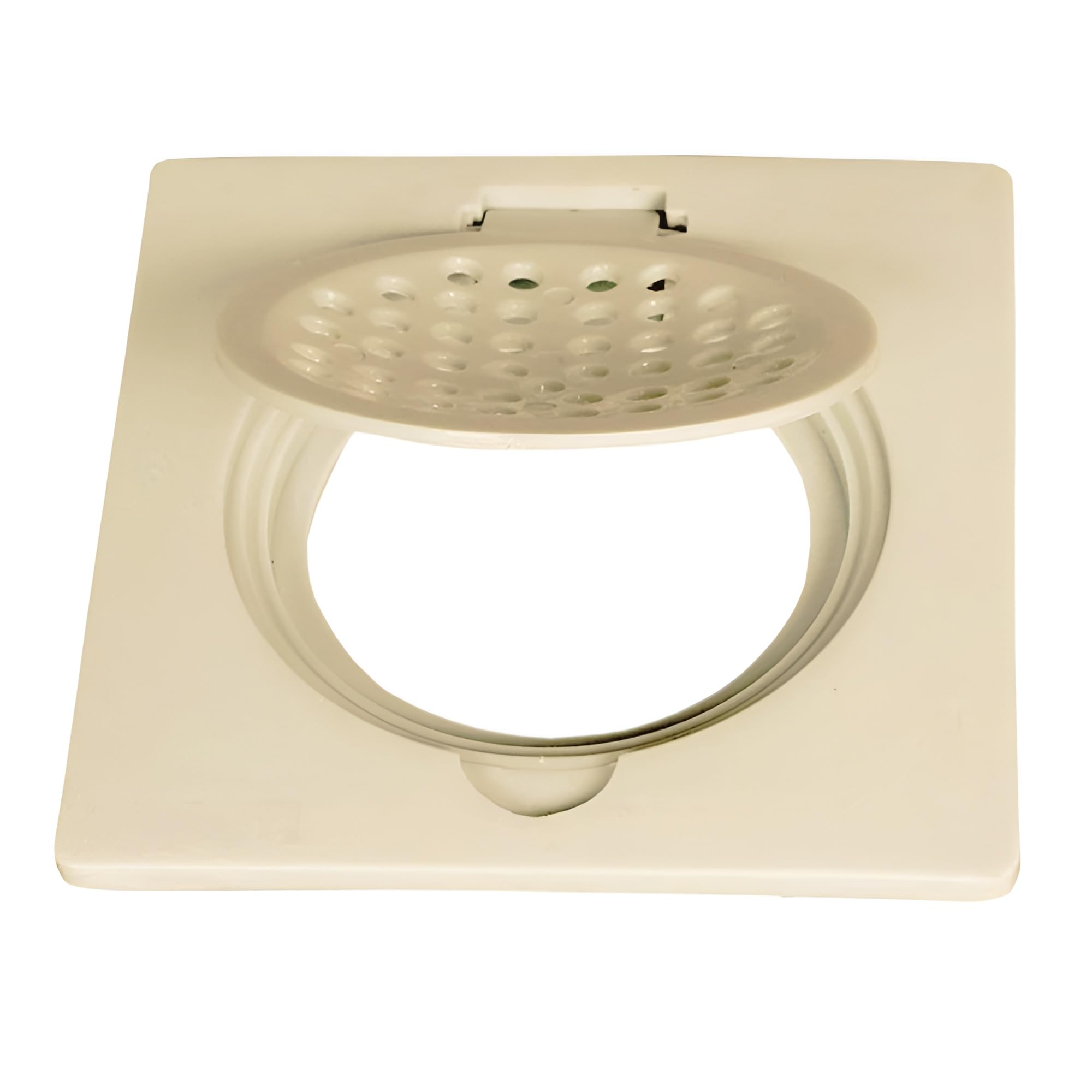 Premium Square Plastic Shower Floor Drain Cover with Removable Lid - 6x6 Inch Ivory Strainer for Bathroom, Kitchen & Utility Sinks - Anti-Clog Design for Hair & Debris - Ideal for Showers, Laundry Rooms & Outdoor Drains
