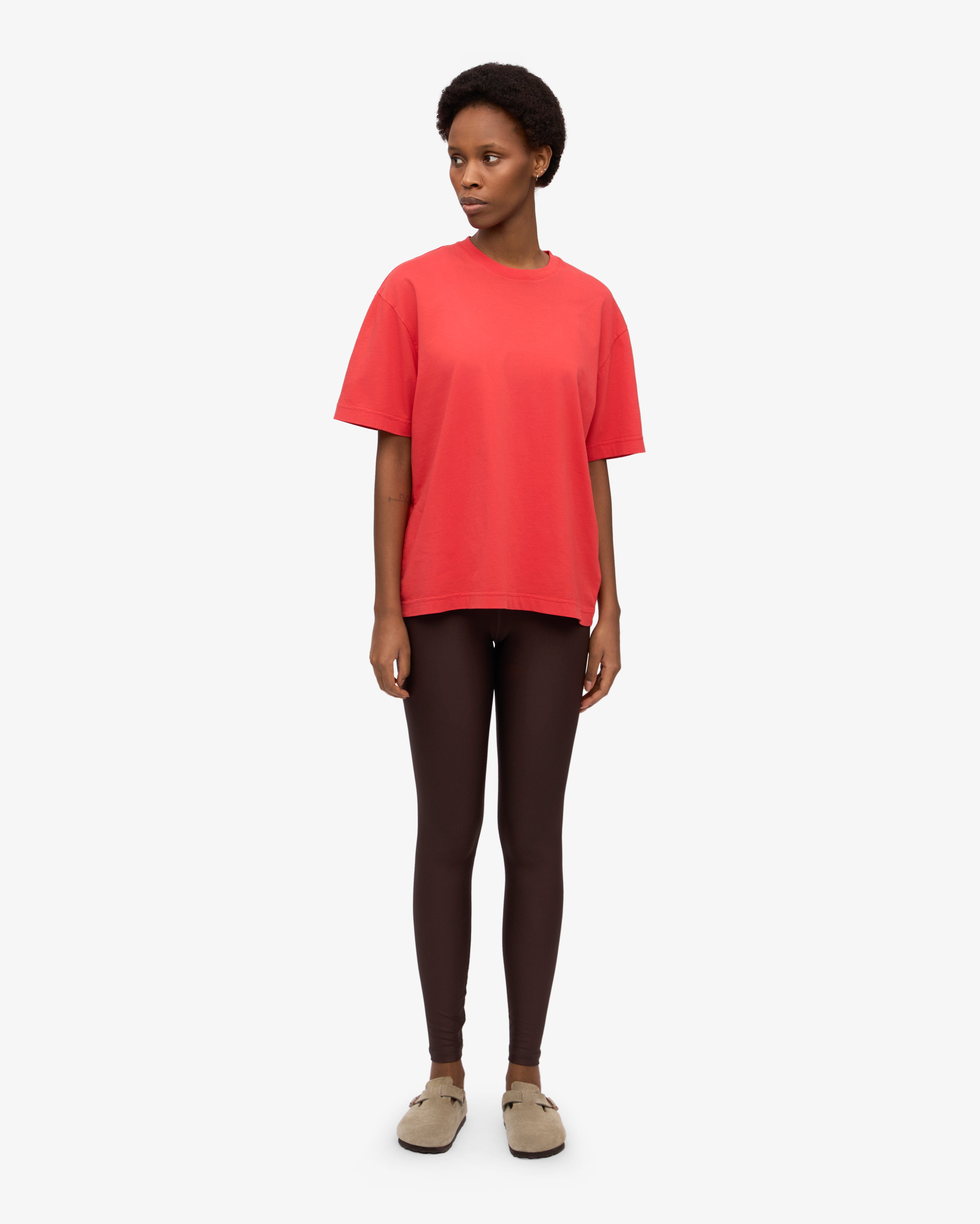 Organic Oversized T-Shirt for Women - Soft Red Tangerine Cotton Tee - Casual Loungewear & Streetwear Fashion