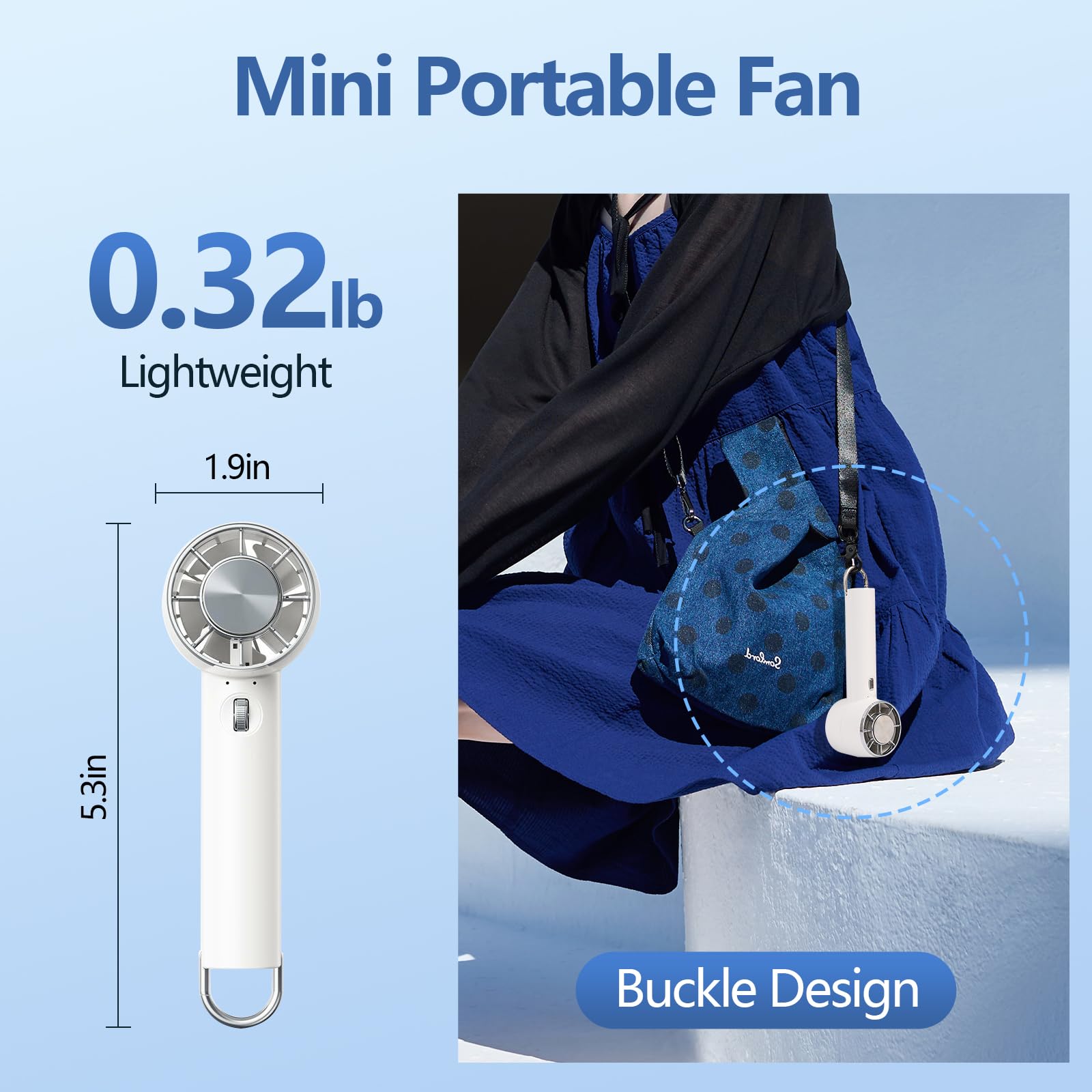 Portable Handheld Turbo Fan with Cooling Function - 4200mAh Rechargeable Battery, 2-in-1 Mini Desk & Personal Fan for Travel, Home, Office, Camping - Perfect for Makeup, Outdoor Activities & Hot Weather Relief (White)