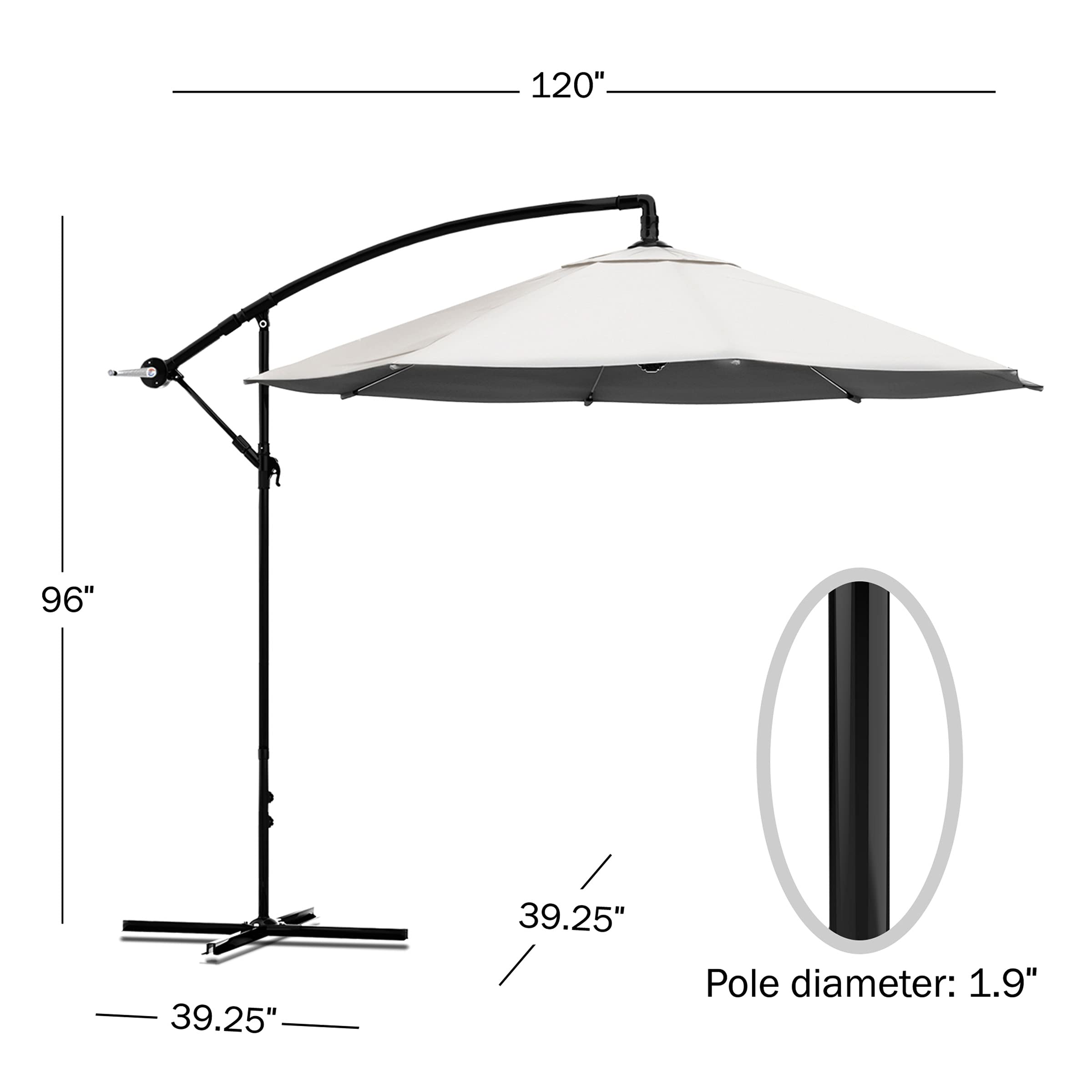 10 ft Pure Garden Offset Patio Umbrella with Crank - Heavy Duty Outdoor Cantilever Umbrella for Backyard, Poolside, Deck & Patio - UV Protection Sun Shade for Relaxing & Entertaining