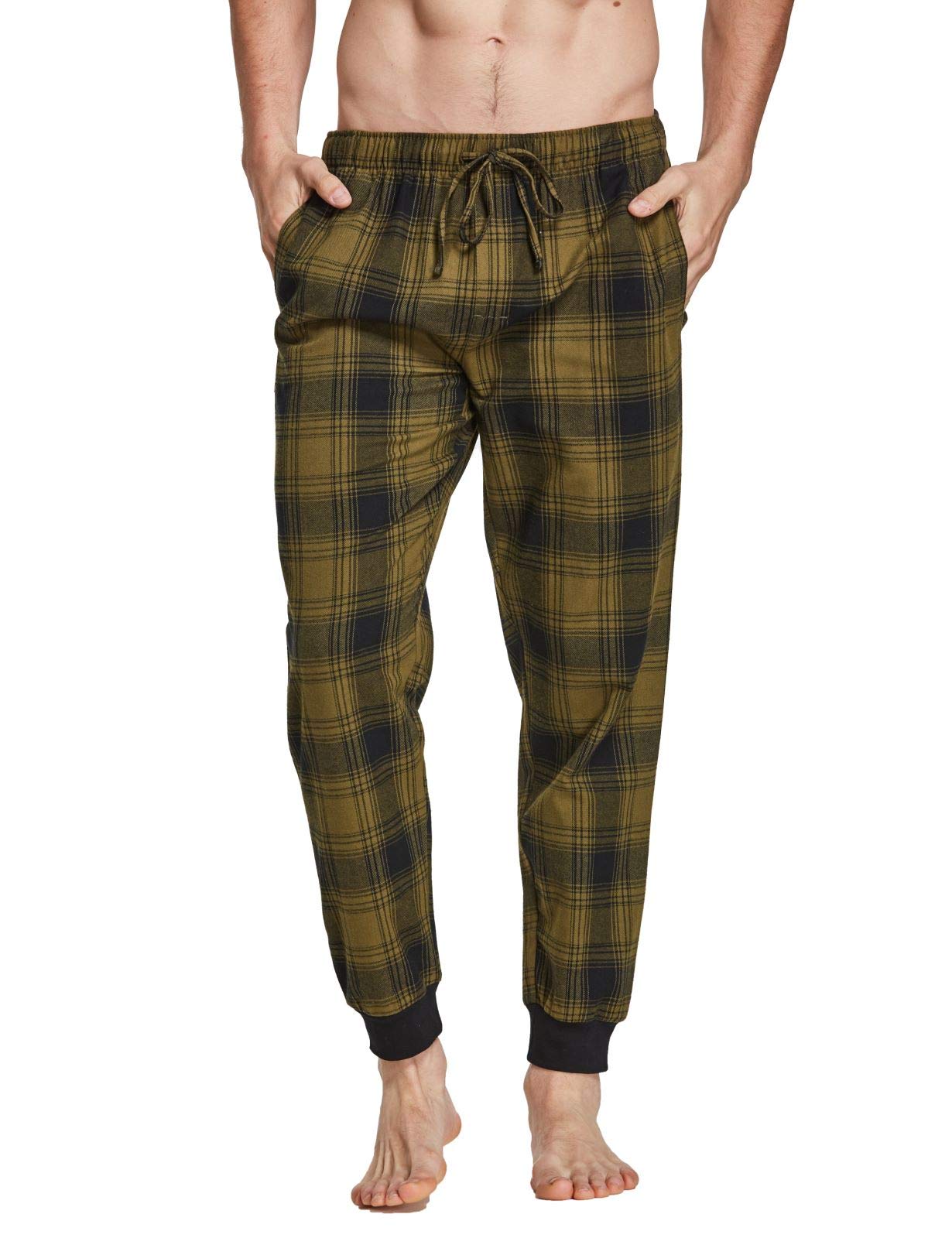 CYZ Men's 100% Cotton Flannel Jogger Pajama Lounge Pants - Soft & Comfortable Sleepwear for Winter, Home Relaxation & Casual Wear