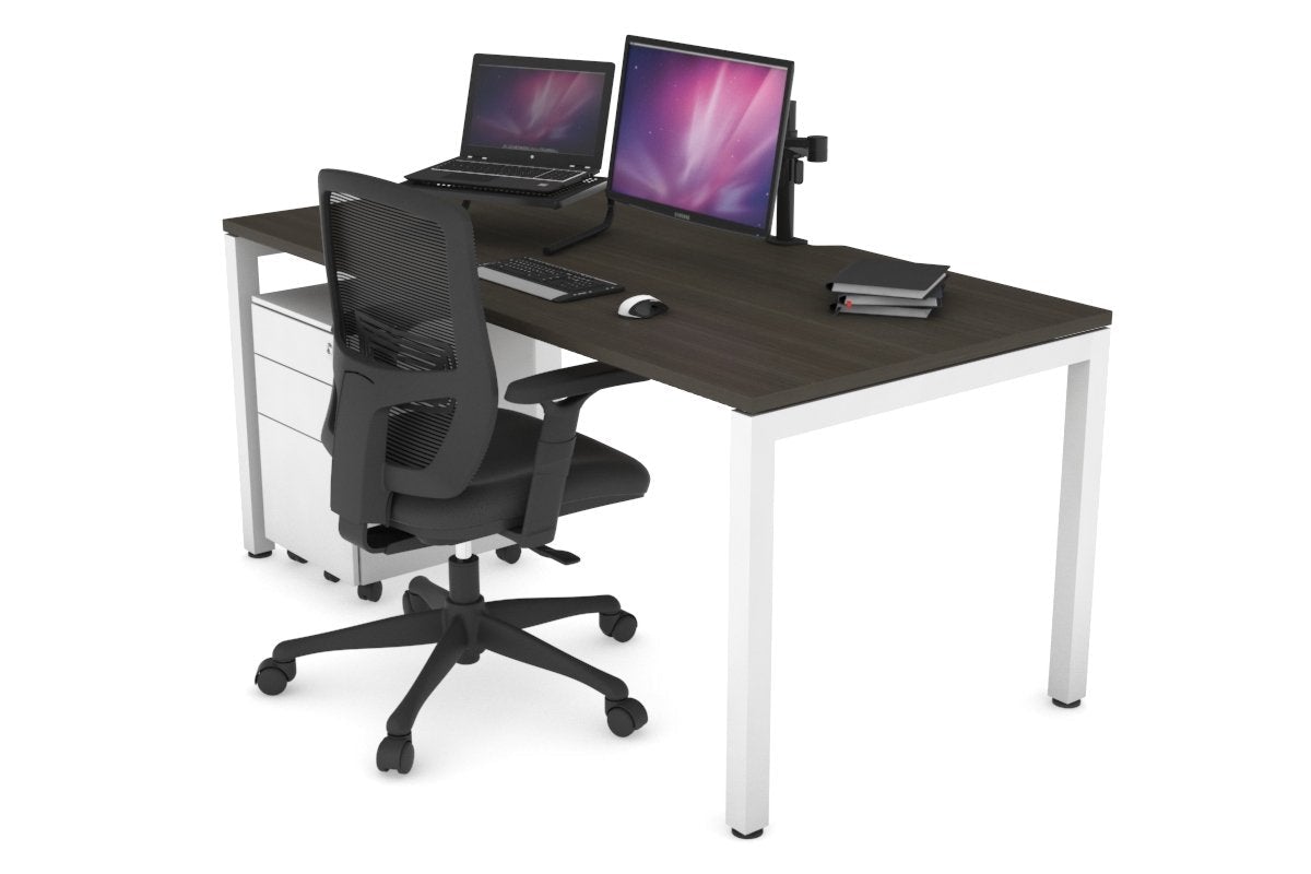 Quadro Square Legs Office Desk - 1800L x 800W Modern Workstation with Cable Management | Home Office, Study Room & Workspace Solution
