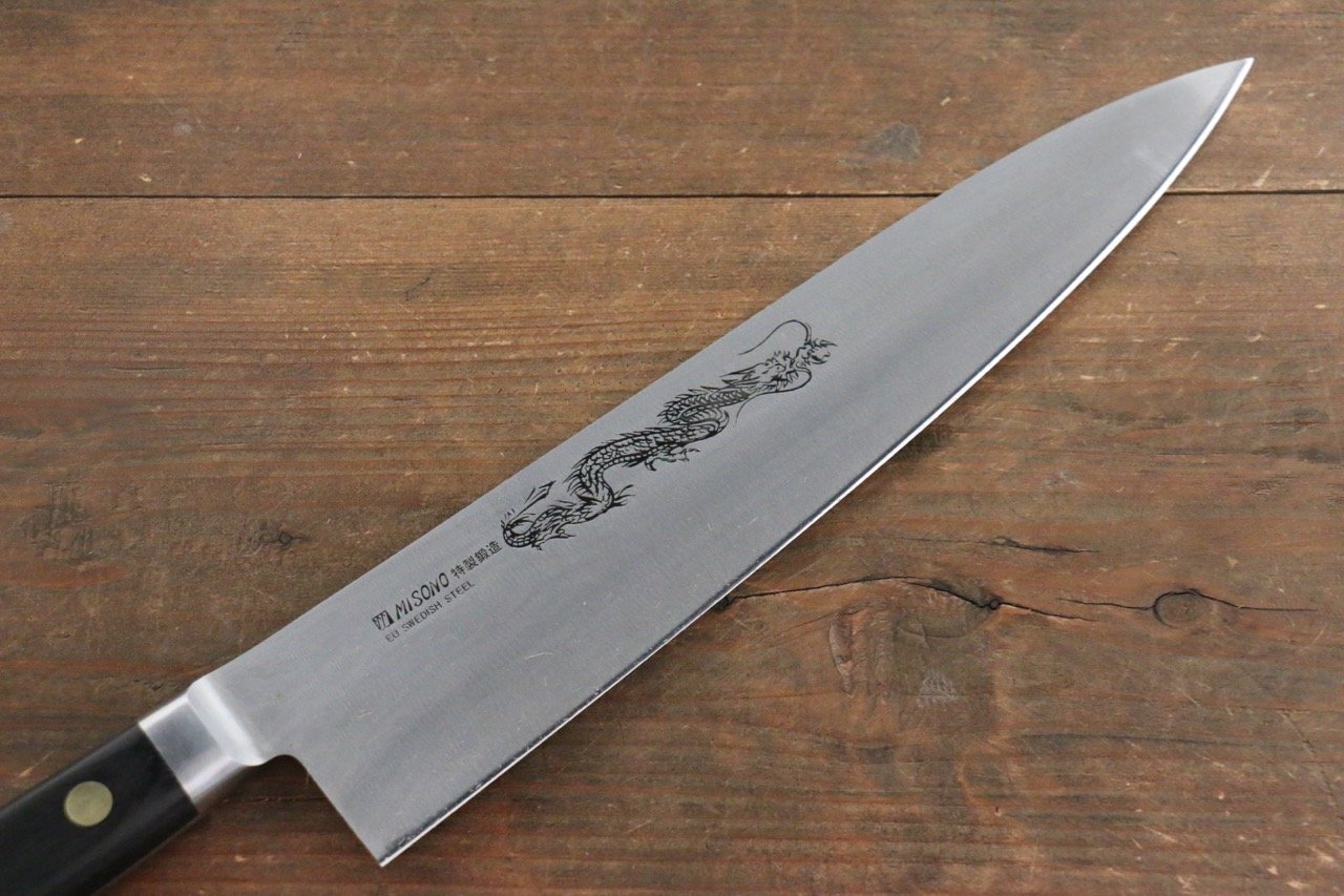 Premium Misono Swedish Steel Gyuto Chef Knife with Dragon Engraving - Professional Japanese Kitchen Knife for Sushi, Meat Cutting & Vegetable Chopping