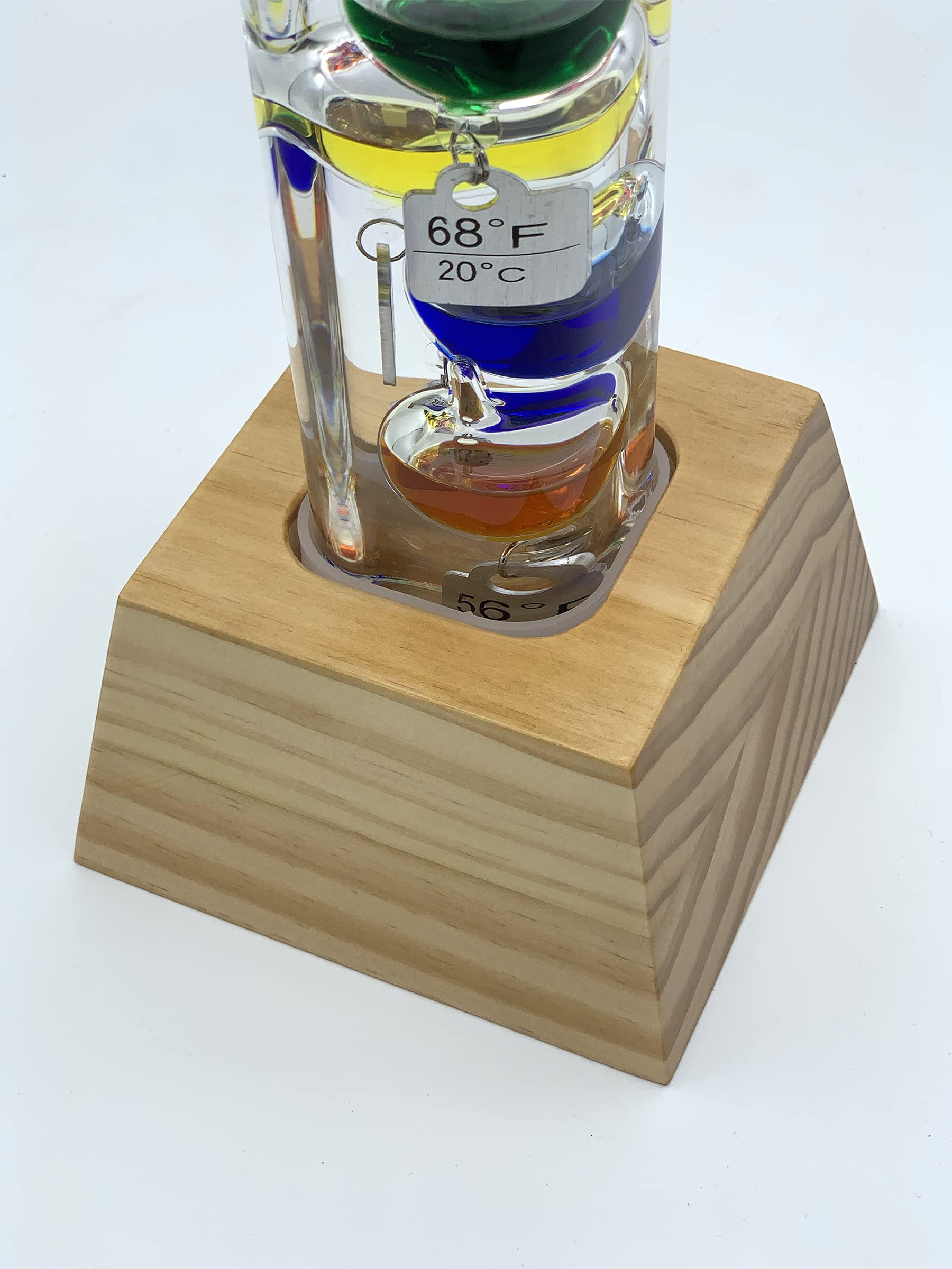 Glass Tube Galileo Thermometer with Wooden Base - 20