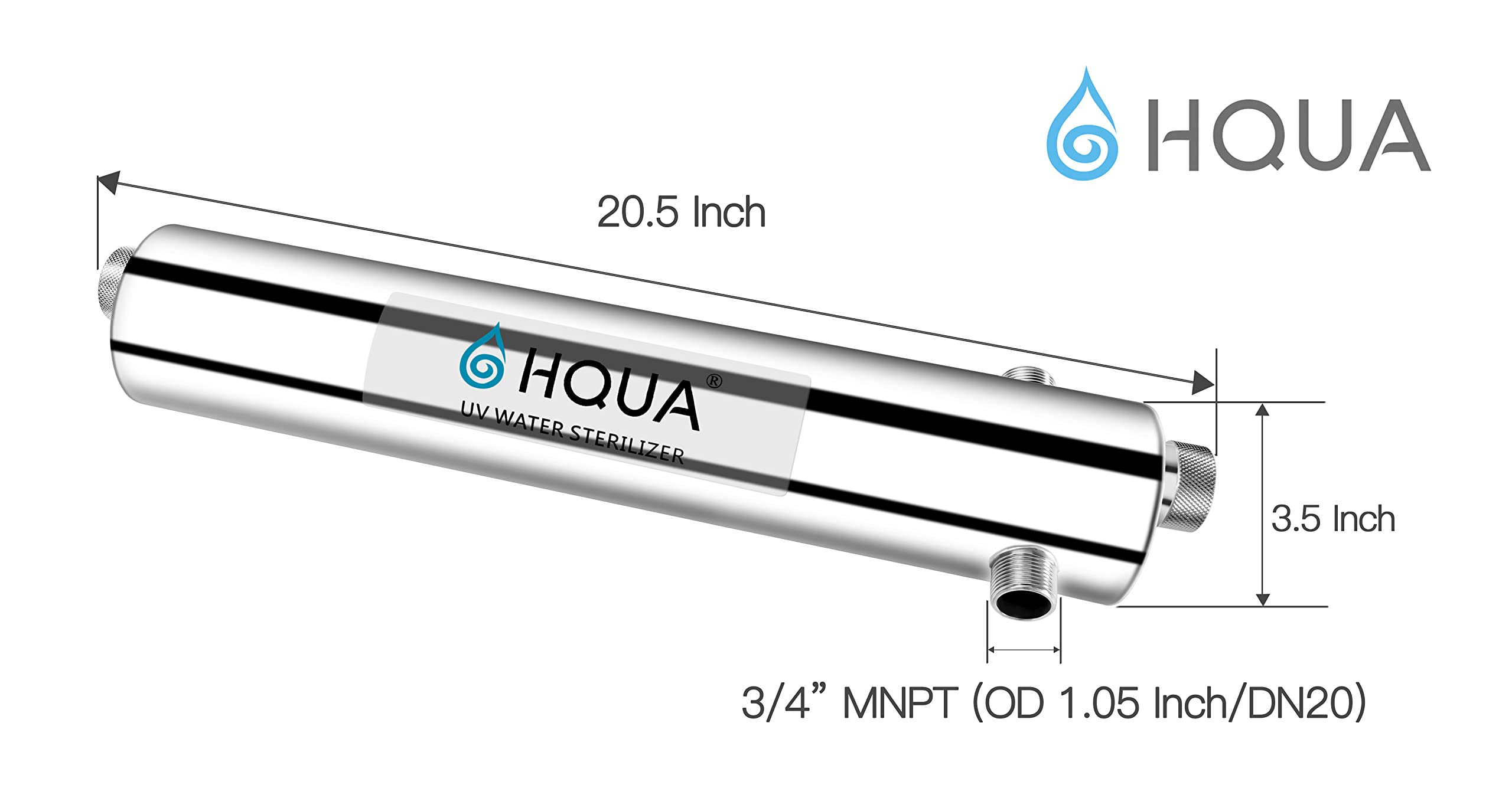 HQUA-TWS-12 Whole House UV Water Purifier System - 12GPM Ultraviolet Water Filter with Extra UV Lamp & Quartz Sleeve (120V) - Eliminates Bacteria & Viruses for Clean, Safe Drinking Water - Ideal for Homes, Farms, and Off-Grid Living