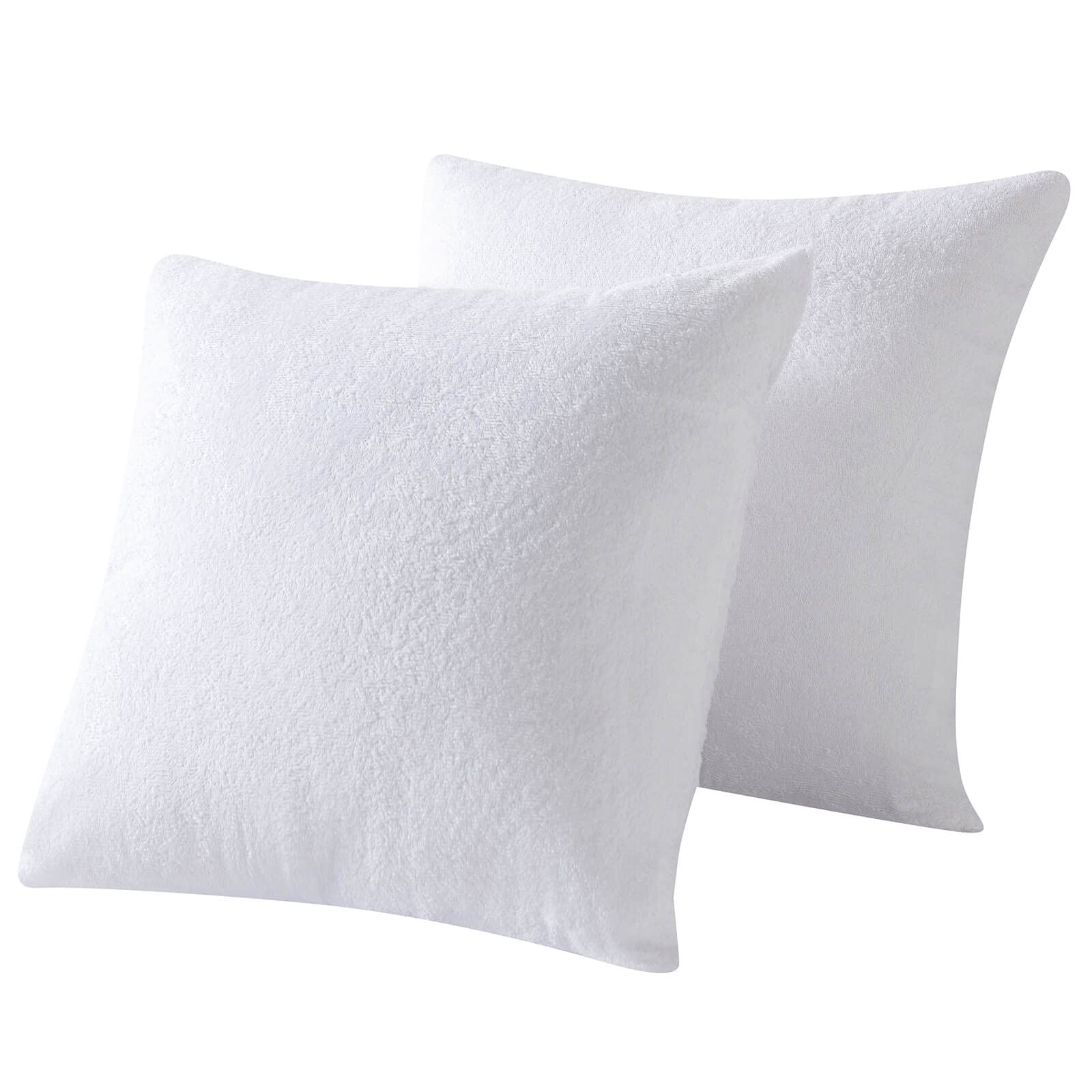 Waterproof & Hypoallergenic 20x20 Inch Pillow Protectors with Zipper - Pack of 2 Soft Bamboo Viscose Terry Pillow Covers for Bed, Sofa & Travel - Dust Mite & Allergy Protection for Better Sleep