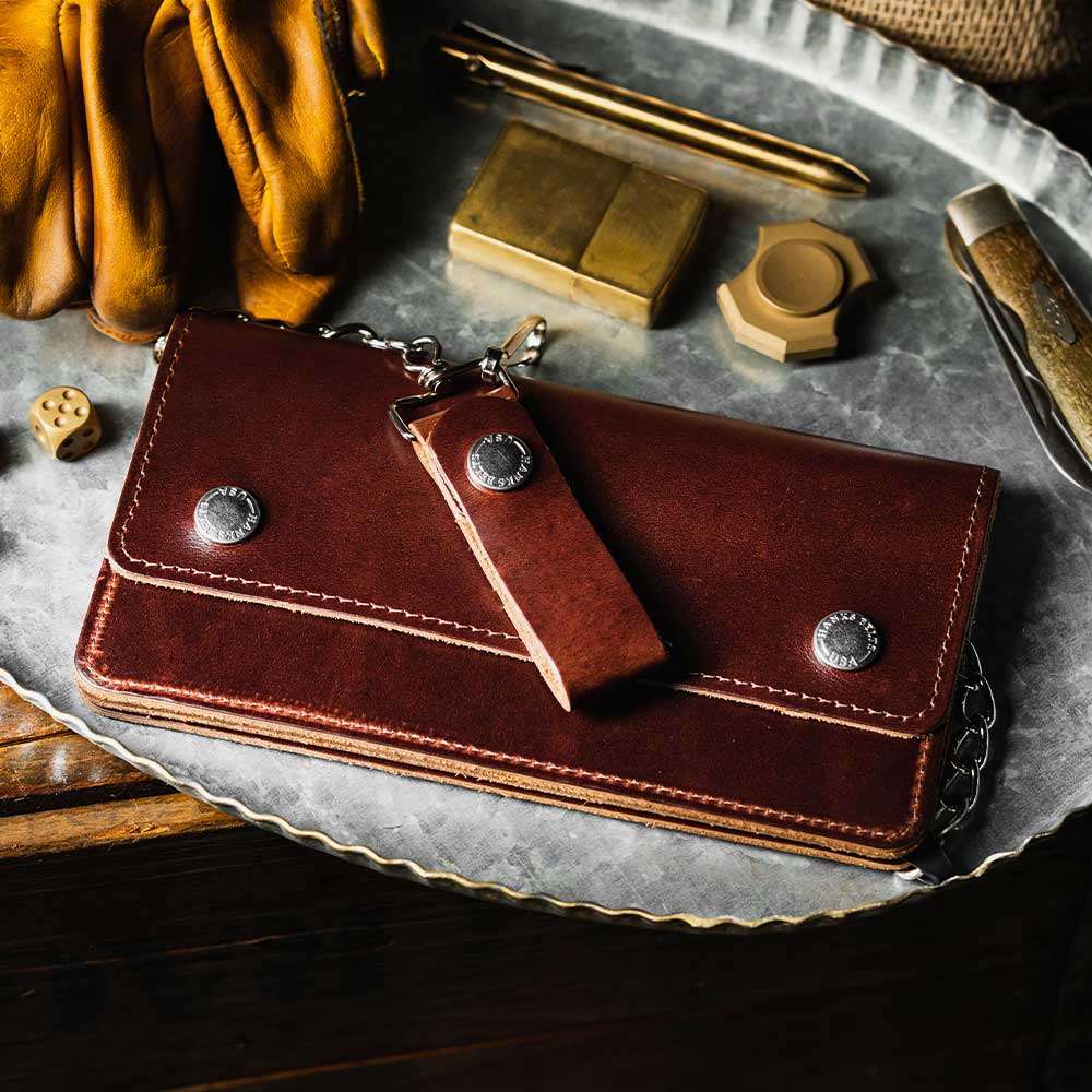 Big Bear Biker Chain Wallet for Men - Durable Leather Money Clip Wallet with Metal Chain - Perfect for Motorcycle Riders, Bikers & Outdoor Enthusiasts