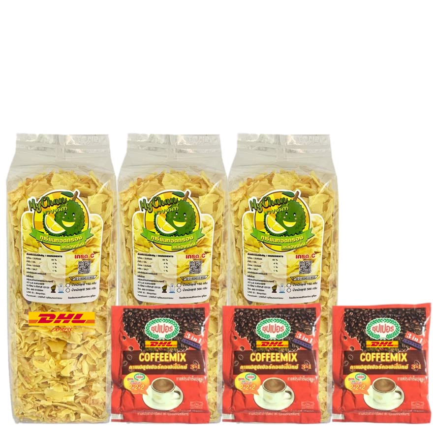 500g MyChan Crispy Fried Durian Chips - Premium Yellow Durian Snacks from Thailand | Vegan, Gluten-Free Healthy Exotic Fruit Chips | Perfect for Parties, Movie Nights & On-the-Go Snacking