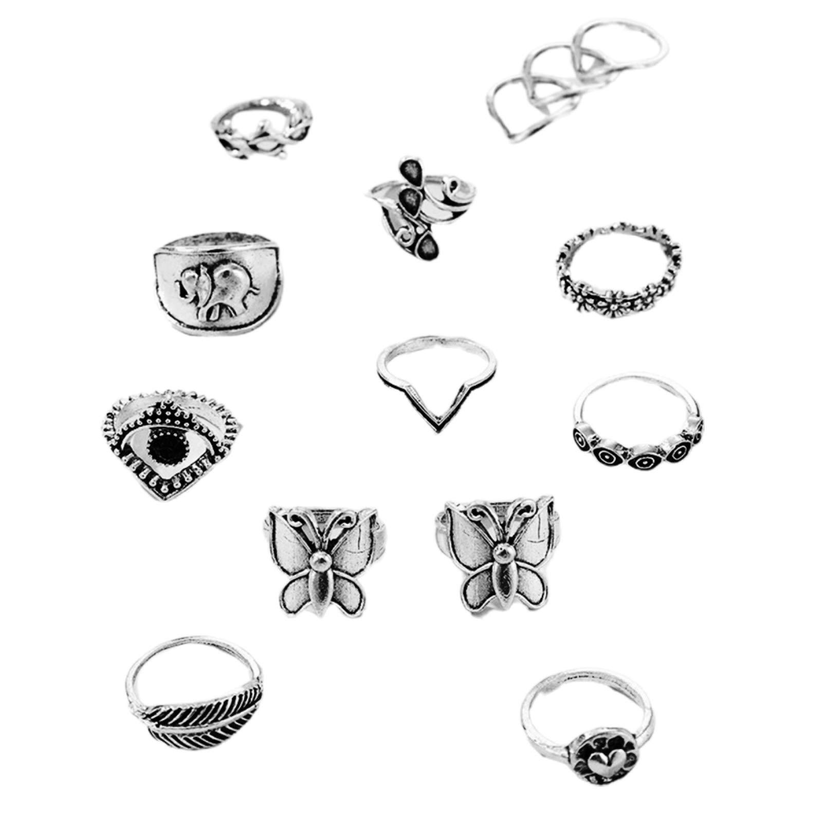14Pcs Women's Heart Butterfly Leaf Earrings Set - Dainty Thin Hoop Rings for Girls & Women - Perfect for Party, Club, Wedding & Everyday Jewelry