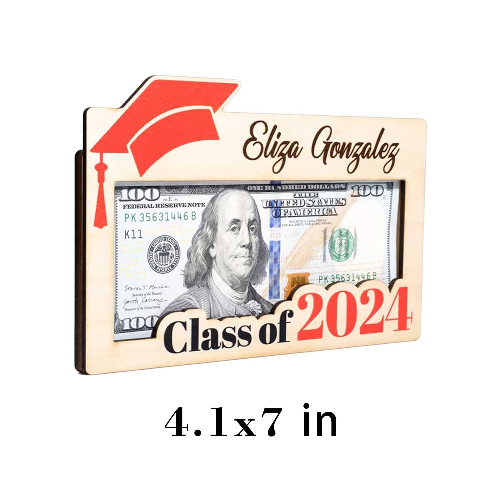 Personalized Wooden Graduation Money Clip - Custom Engraved 2024 Graduation Gift for Him/Her - Unique Cash Gift for Graduates - Perfect for High School & College Graduation Parties