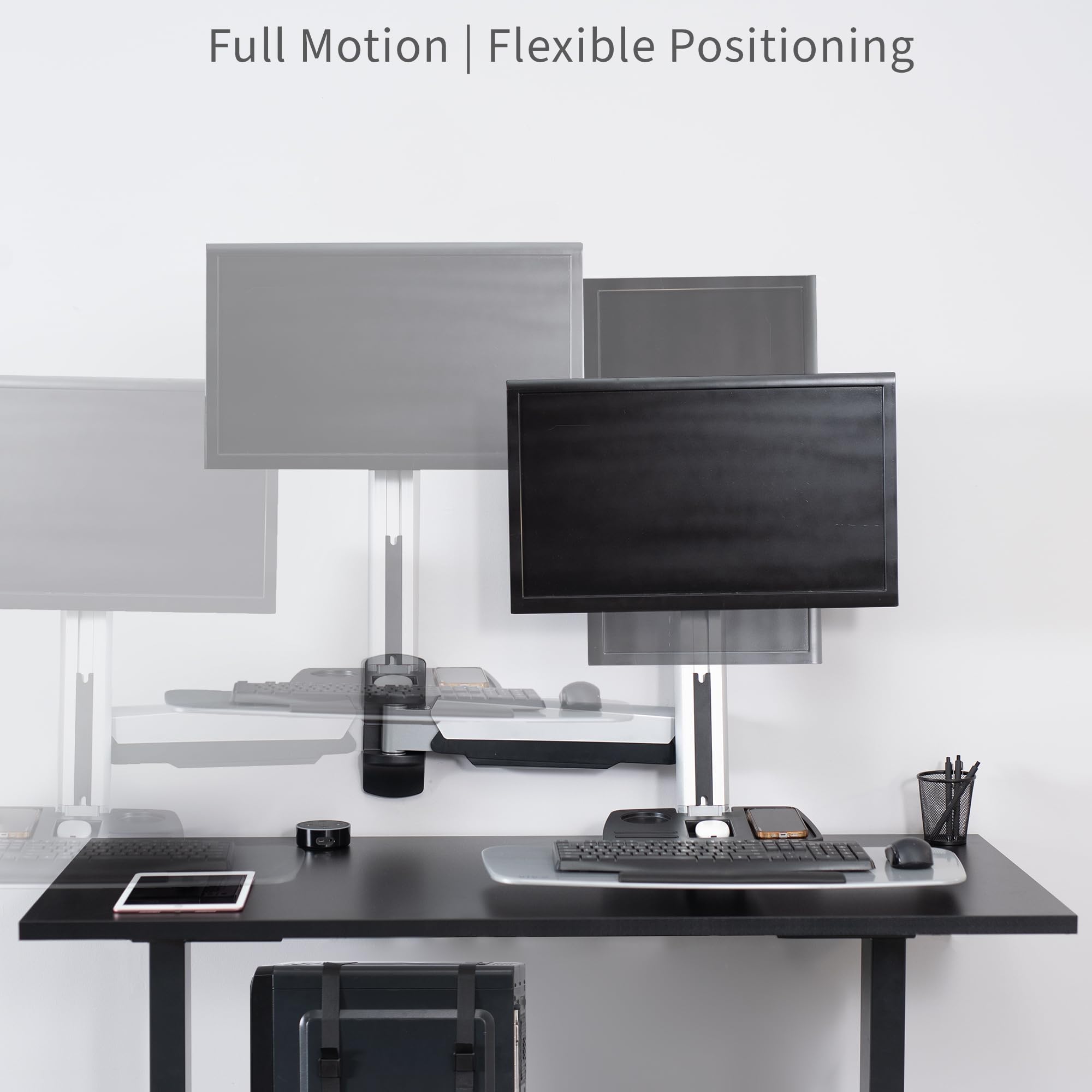 VIVO Single Monitor and Keyboard Wall Mount Stand - Adjustable Height Ergonomic Sit to Stand Workstation for Home & Office (STAND-SIT1W) - Perfect for Workspace Optimization and Healthy Posture