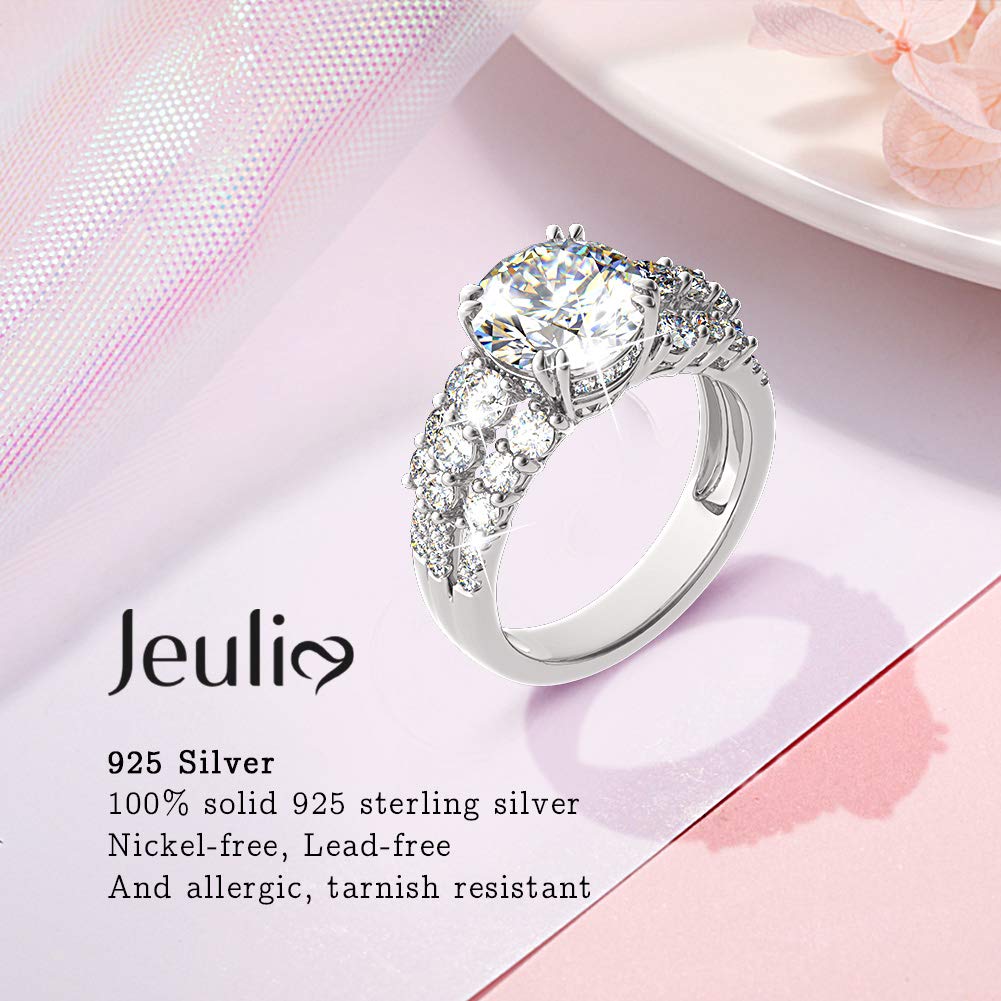 Jeulia 925 Sterling Silver Wedding & Engagement Rings for Women - 4.75ct Main Stone + 2.59ct Side Stones, Bridal Set, Anniversary & Promise Ring - Perfect for Proposals, Weddings & Romantic Gifts