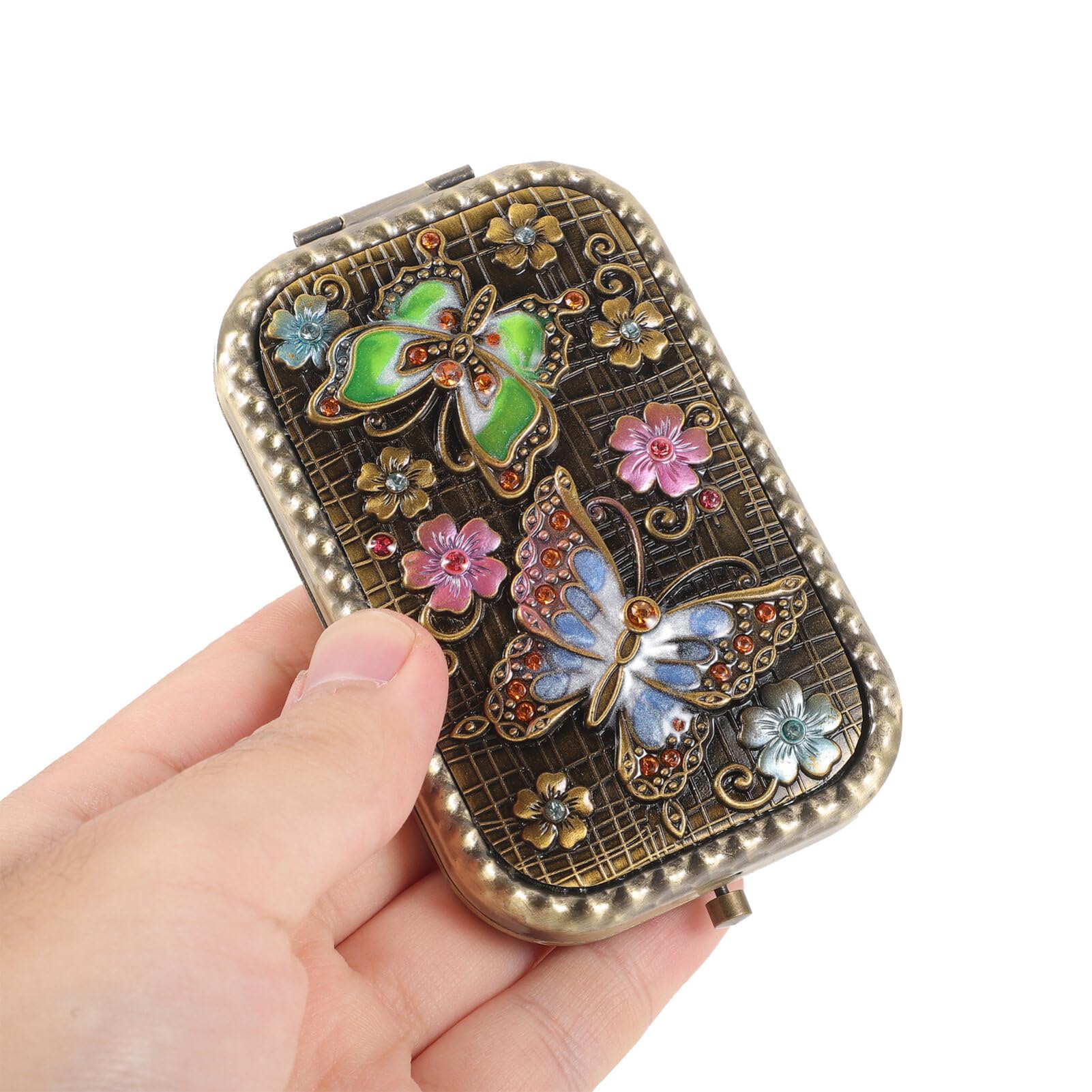 Beaupretty Folding Pocket Mirror - Retro Double Sided Small Square Makeup Mirror with Butterfly Design, Portable Hand Mirror for Travel, Purse & Makeup Touch Ups