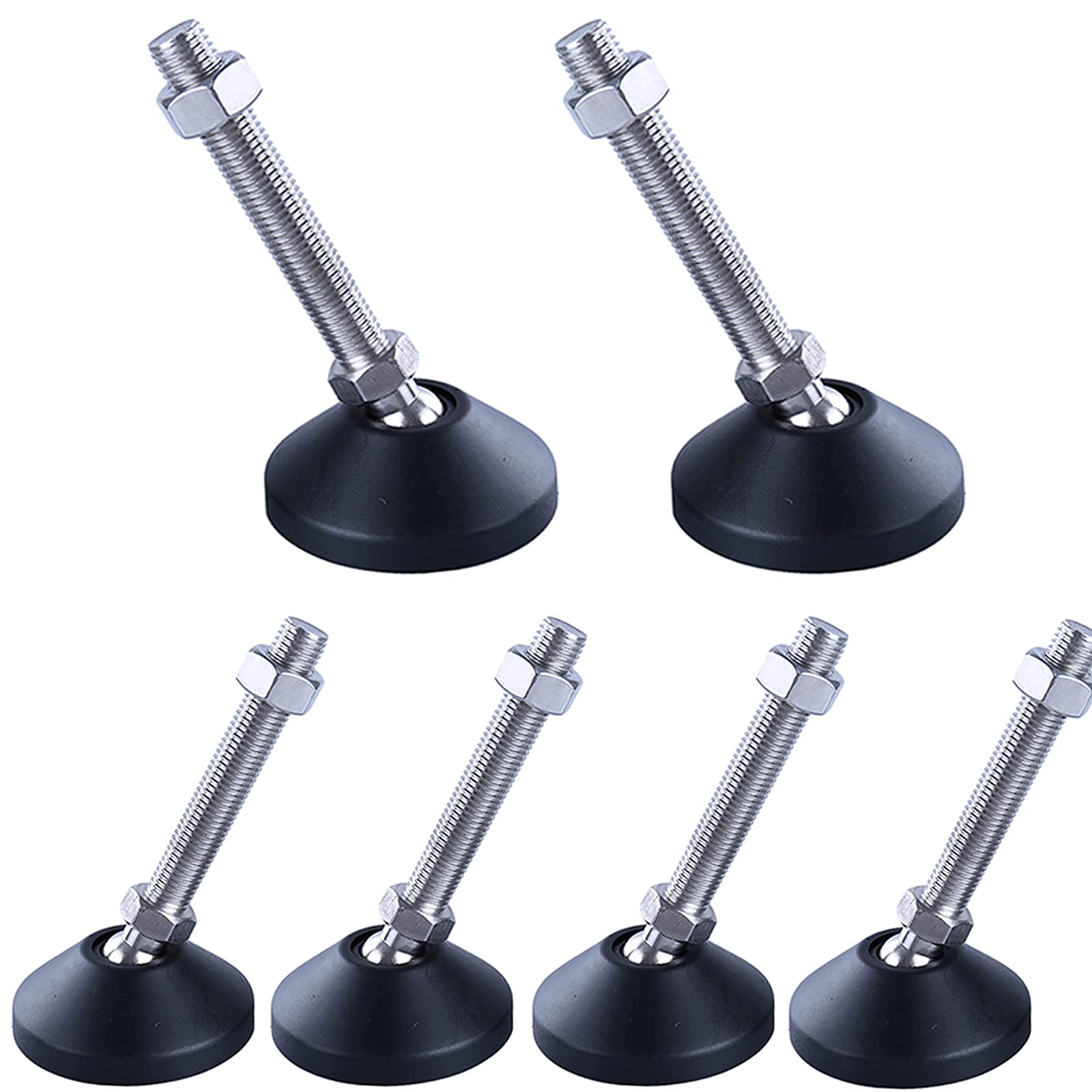 6 Pcs M8 Swivel Leveling Feet - Adjustable Furniture Leg Levelers & Machine Glides for Workbench, Table, Cabinet - Heavy Duty Screw-in Levelers for Stability on Uneven Floors